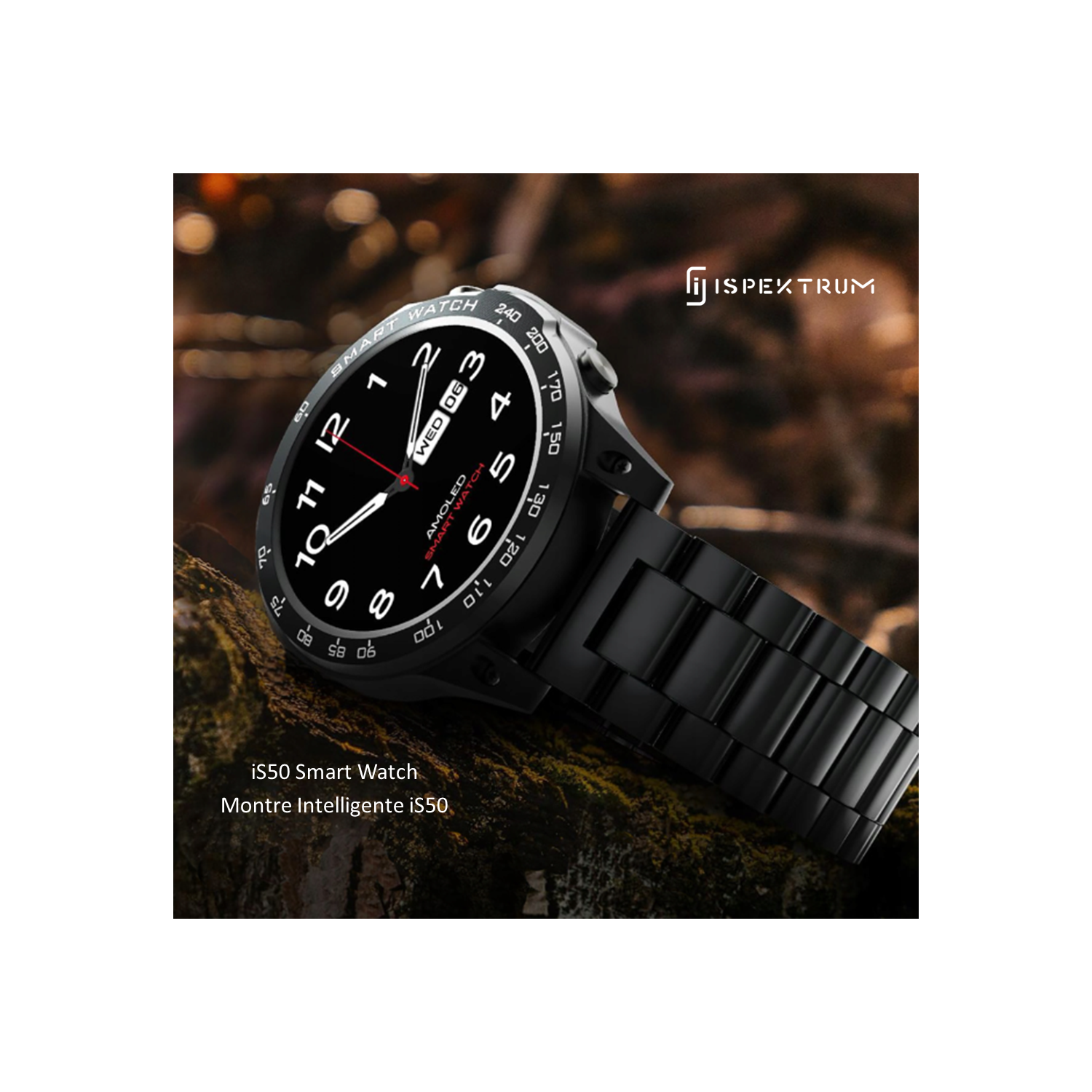 ISPEKTRUM iS50 Smart Watch 1.43" HD AMOELD Screen Bluetooth Calls & Text Waterproof Multiple Sports & Fitness Tracker Heart Rate & BP Monitor works