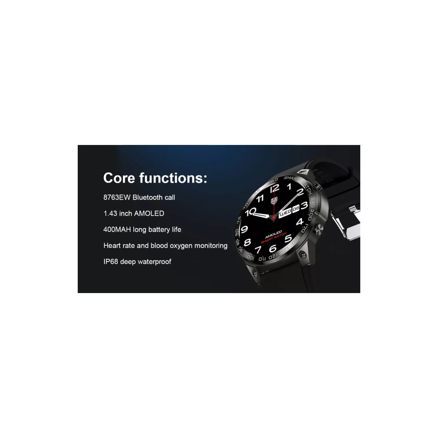 ISPEKTRUM iS50 Smart Watch 1.43" HD AMOELD Screen Bluetooth Calls & Text Waterproof Multiple Sports & Fitness Tracker Heart Rate & BP Monitor works