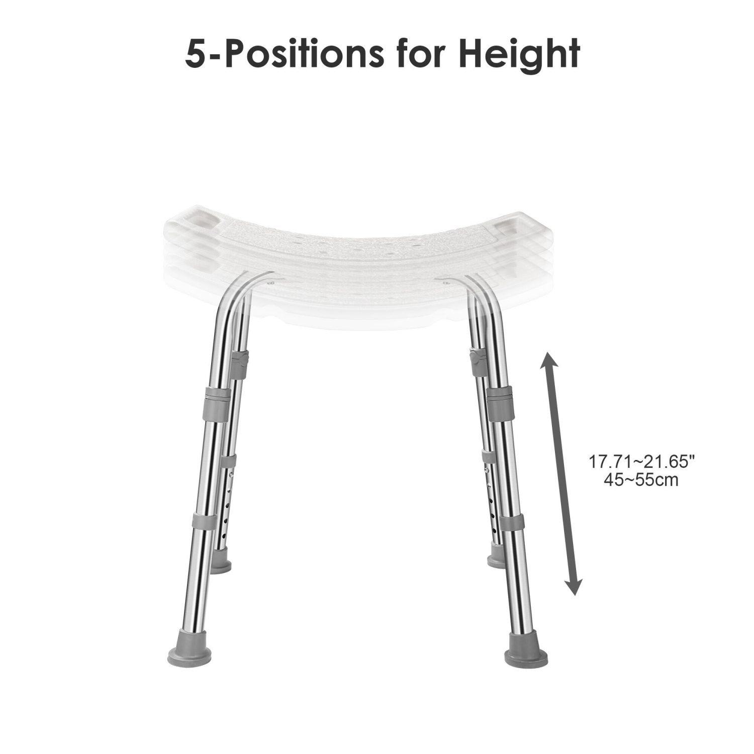 Adjustable Shower Chair with Non-Slip Seat and Feet, Bath Chair Bathtub Stool Seat with Aluminum Legs, Support to 220.5lbs
