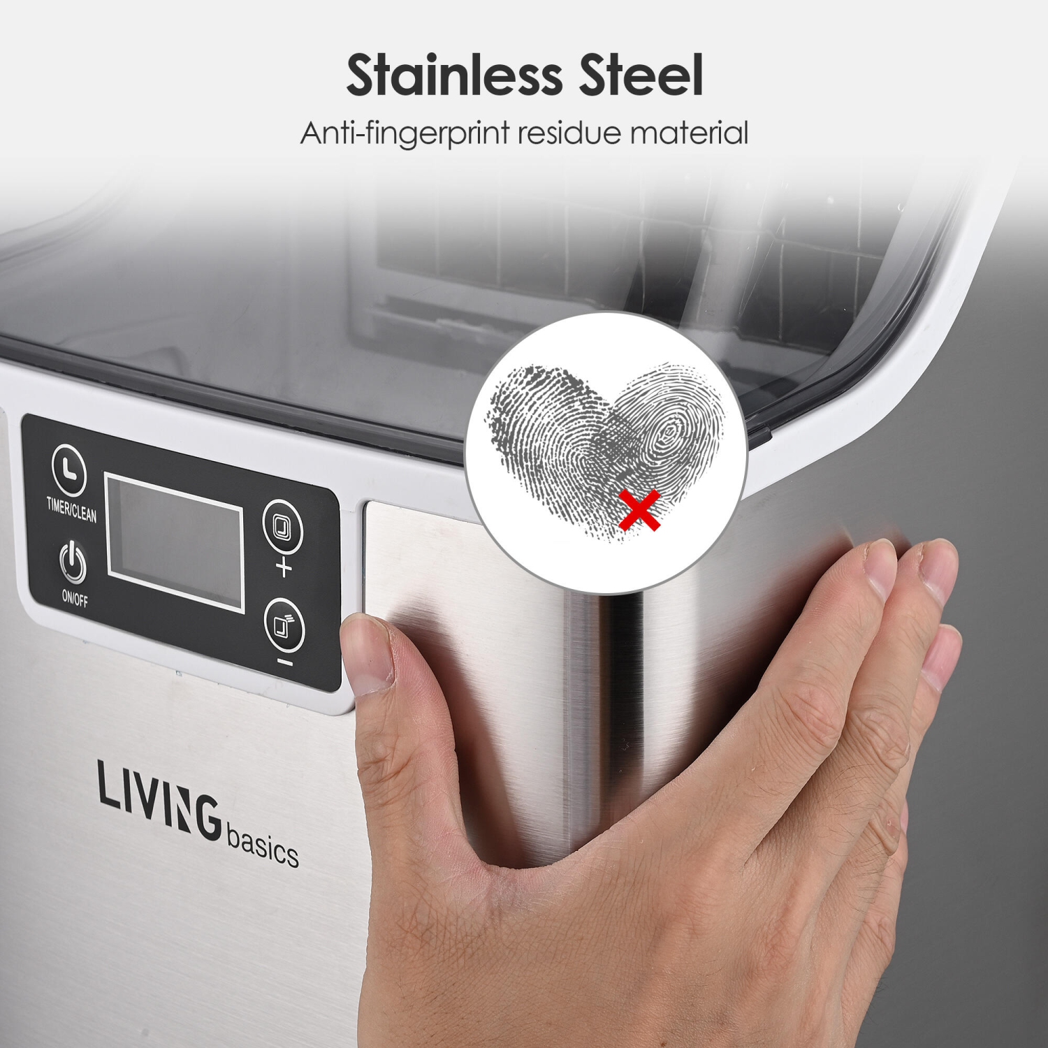 3.2L Countertop Ice Maker, 40LBS/24H Protable Stainless Steel Ice Machine, Adjustable Ice Cube Thickness and Self-Cleaning Function