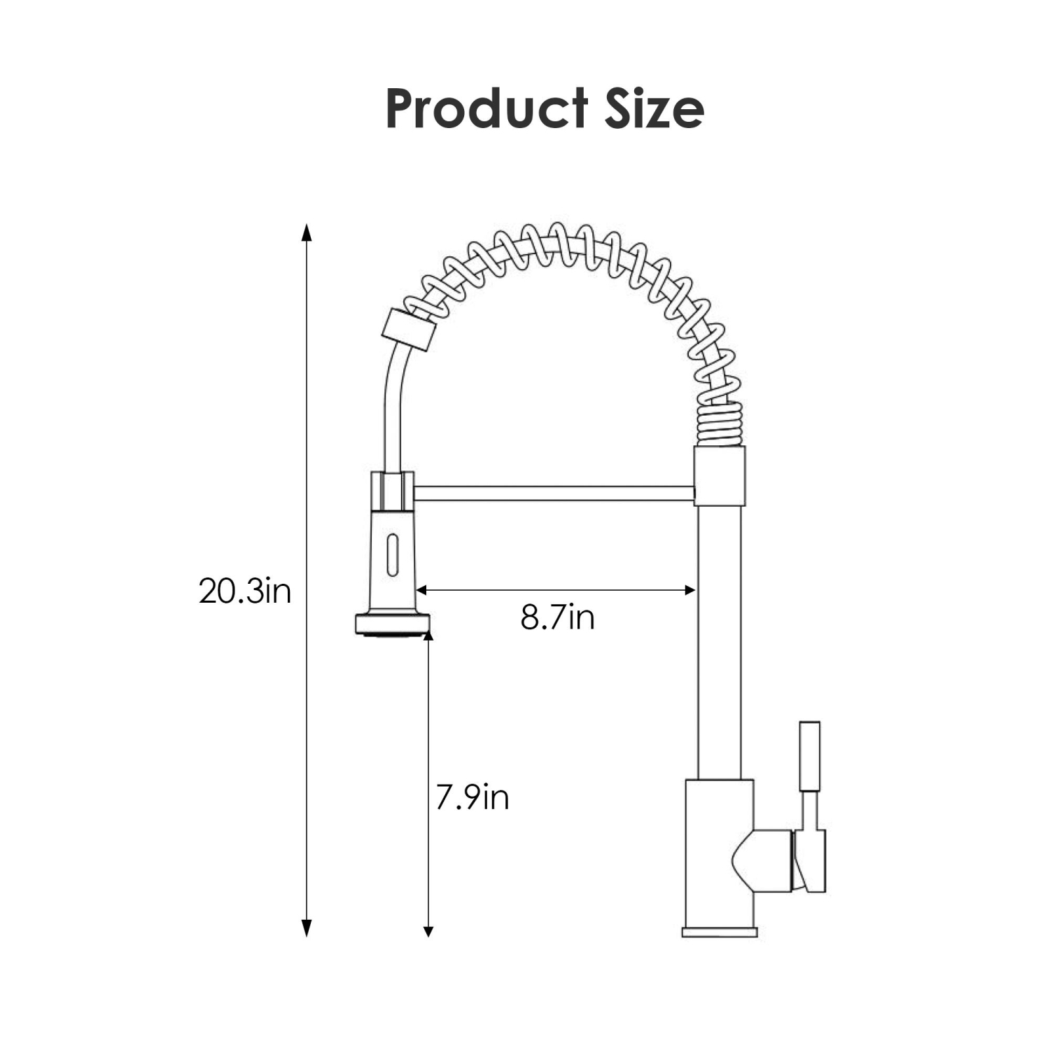 304 Stainless Steel Single-Handle Pull-Down Spring Sprayer Kitchen Sink Faucet, 360 Degree Rotation - LIVINGbasics®