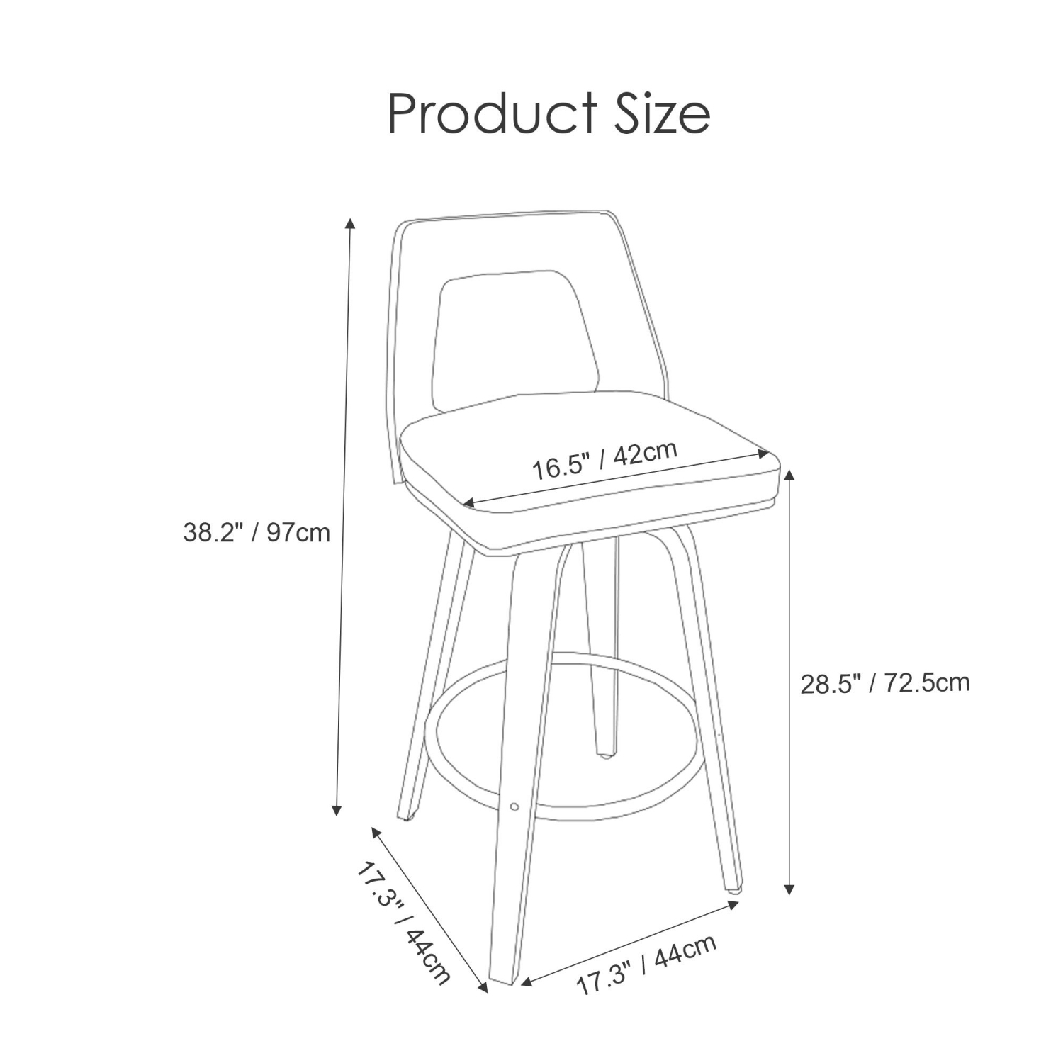 Ensemble de 2 tabourets de bar en bois rétro avec dossier et repose-pieds , tabourets de bar pivotants 360° pour salle à manger pour bar de cuisine