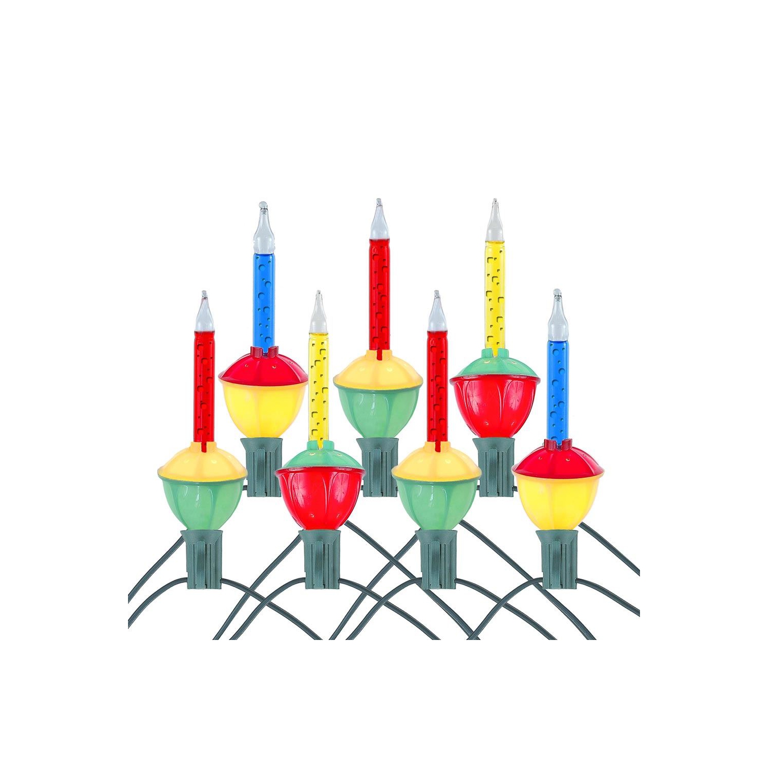 Jeu de lumières à bulles traditionnelles de fantaisie, 6 pi 7 ampoules liquide rouge/jaune avec bases multicolores, 5 W E12/C7 pour arbres de Noël