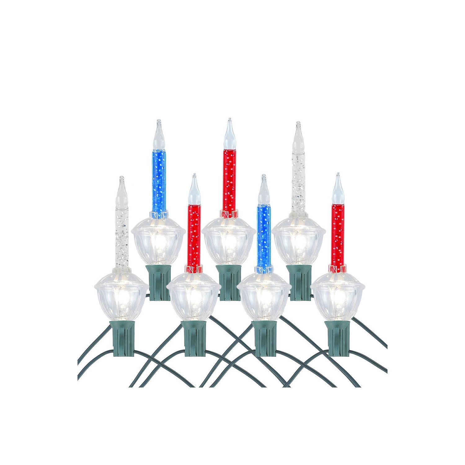 Novelty Lights 7 Light Traditional Christmas Bubble Light Set, Clear with Silver Glitter, 7 Feet