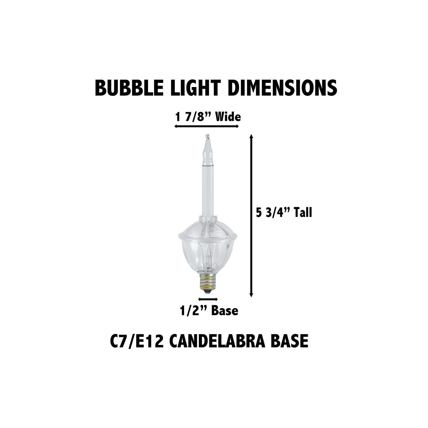 Novelty Lights 7 Light Traditional Christmas Bubble Light Set, Clear with Silver Glitter, 7 Feet