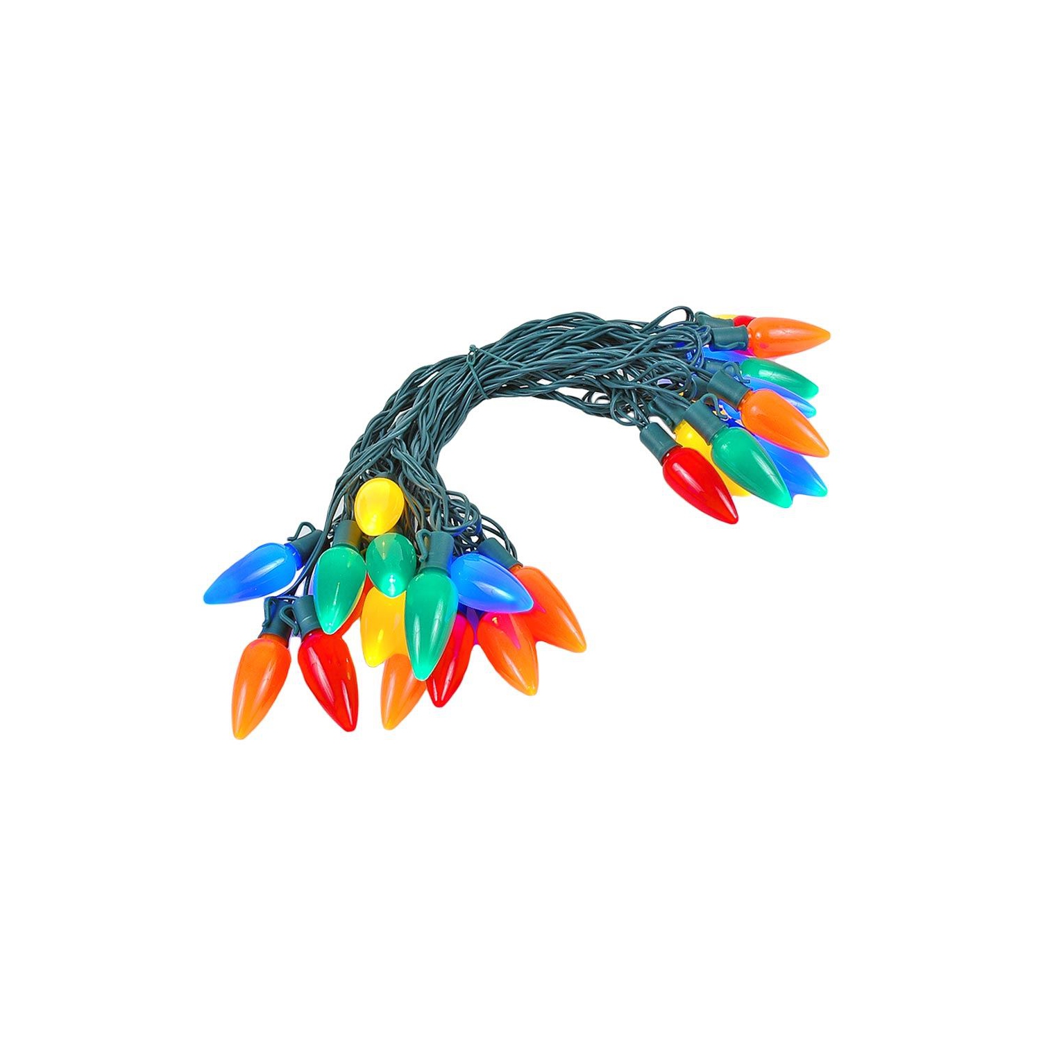 25 Foot C9 Ceramic Christmas String Light Set - Outdoor Christmas Light String - – Opaque Christmas Bulbs - Roofline Light String – Outdoor String