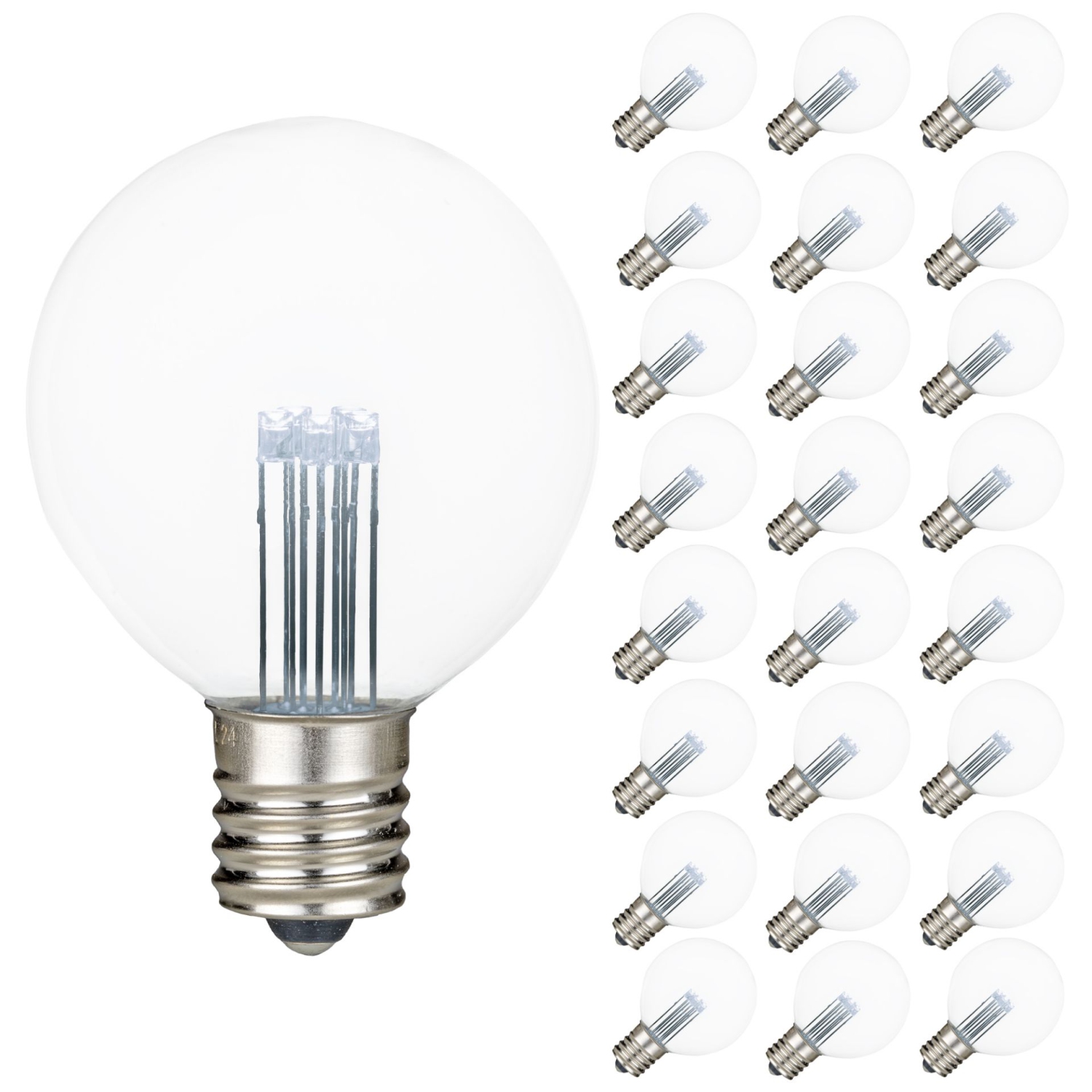 Novelty Lights G50 Glass LED Globe Bulbs, String Light Replacement Bulbs, E17 Intermediate Base, Energy Efficient Outdoor Patio Lighting