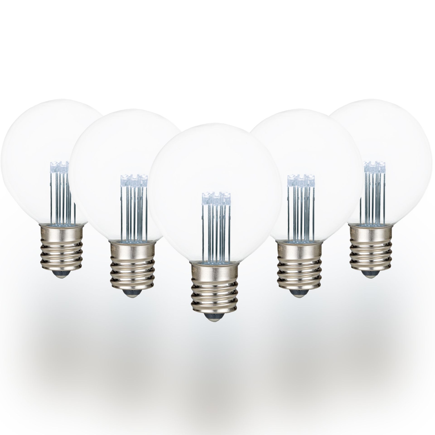 Novelty Lights G50 Glass LED Globe Bulbs, String Light Replacement Bulbs, E17 Intermediate Base, Energy Efficient Outdoor Patio Lighting