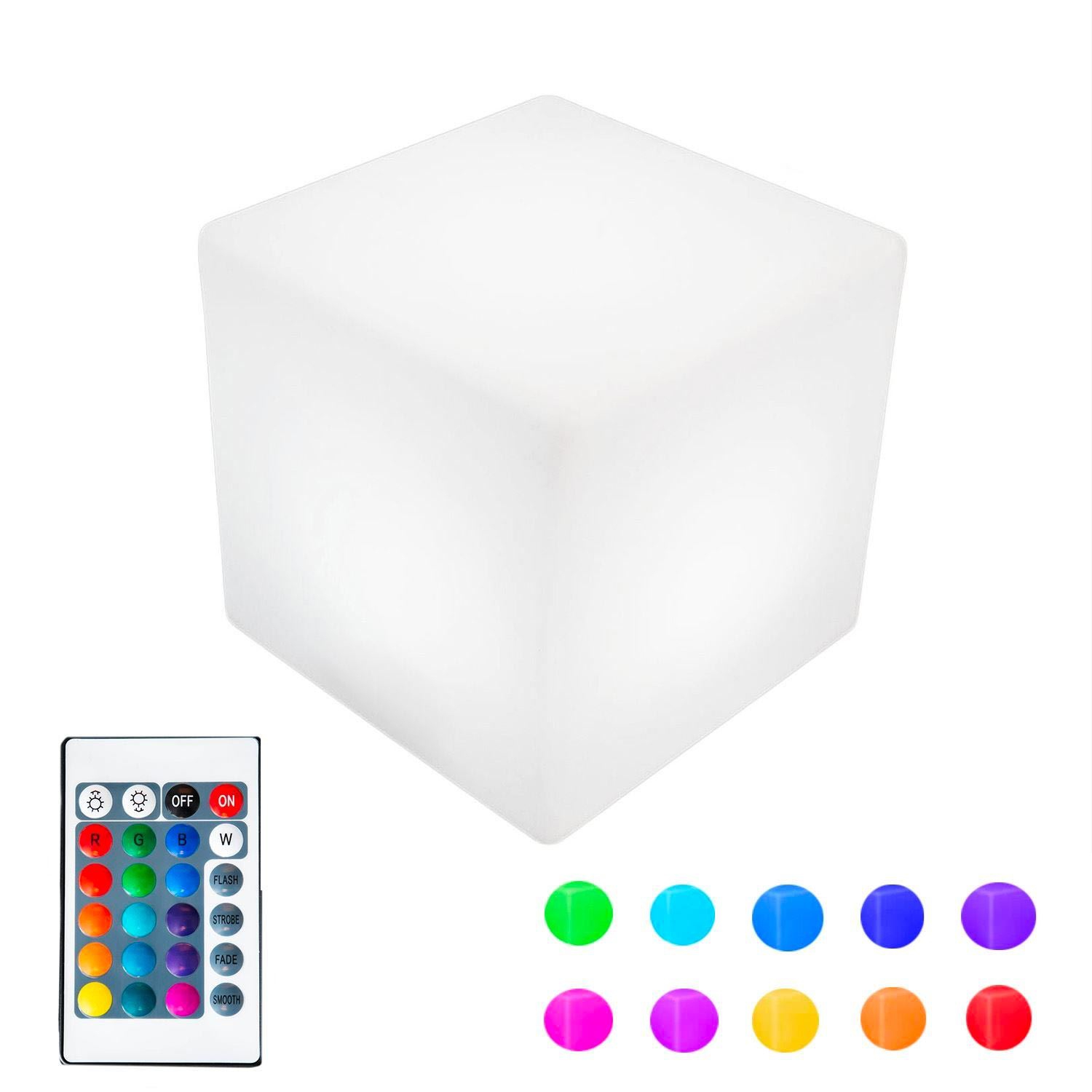 Veilleuse cubique RVB rechargeable Novelty Lights, éclairage d'ambiance étanche avec télécommande, cube lumineux changeant de couleur pour usage