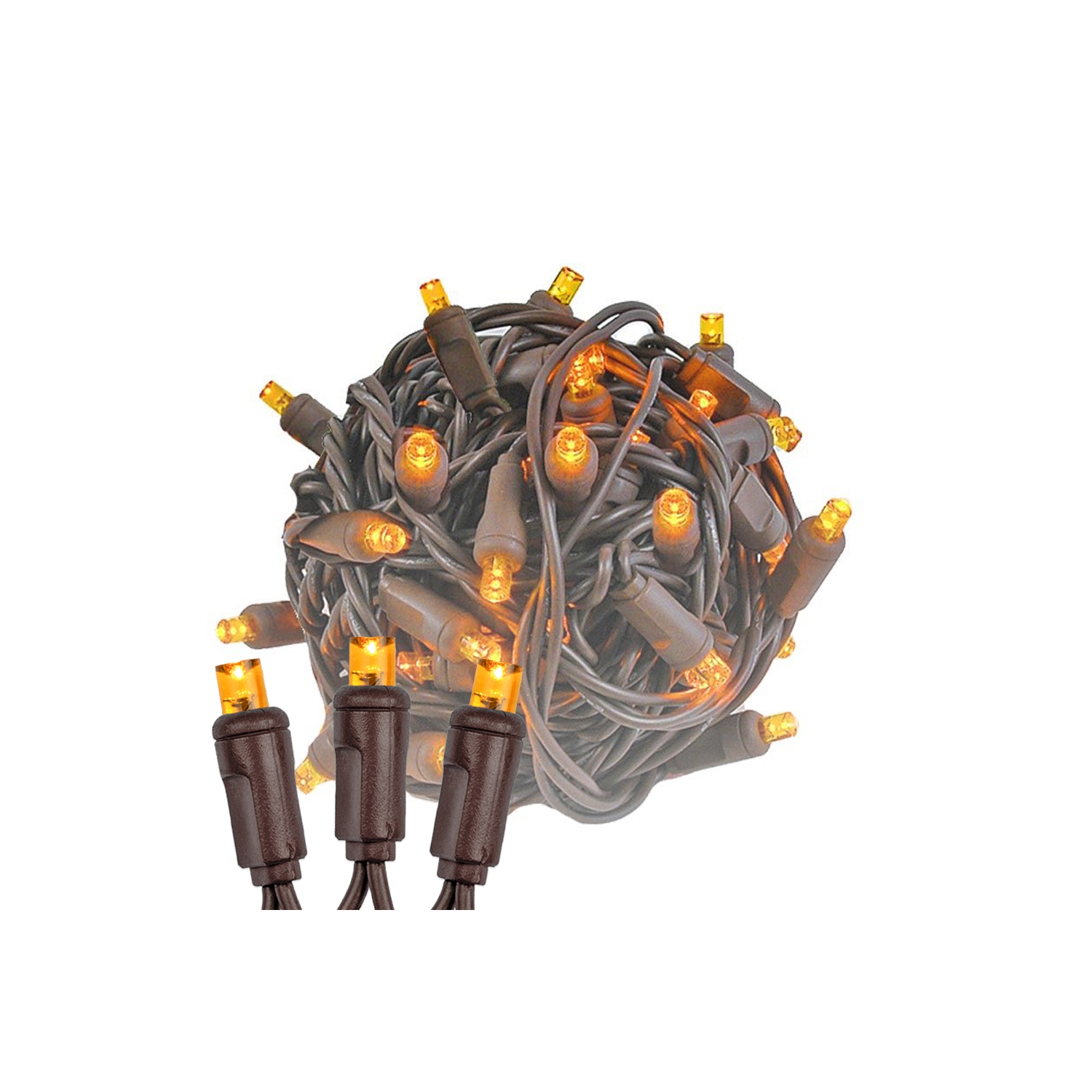 Lumières de Noël de fantaisie 25&nbsp;pi 50 LED, espacement de 6&nbsp;po sur fil brun, homologuées UL IP55, lumières de Noël de qualité commerciale