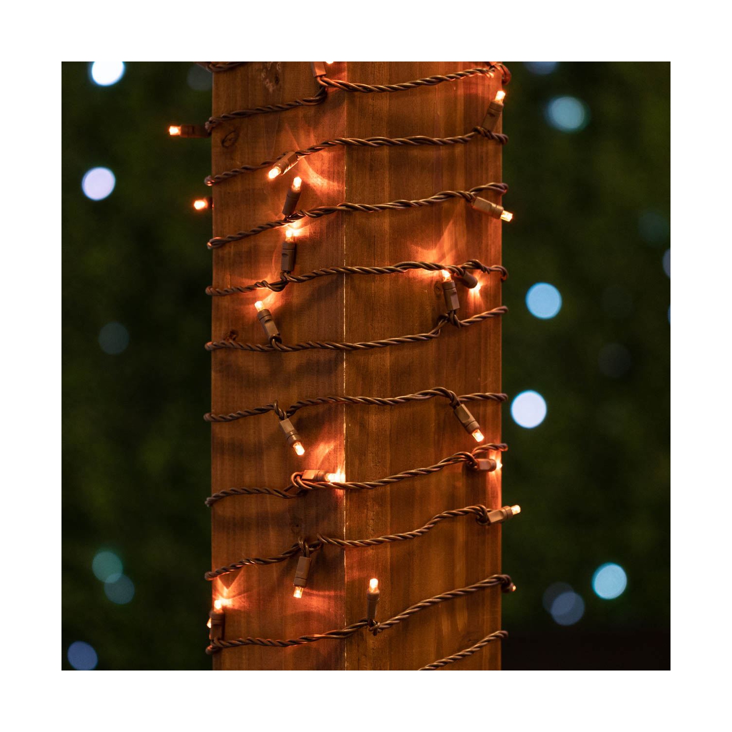 Lumières de Noël de fantaisie 25&nbsp;pi 50 LED, espacement de 6&nbsp;po sur fil brun, homologuées UL IP55, lumières de Noël de qualité commerciale