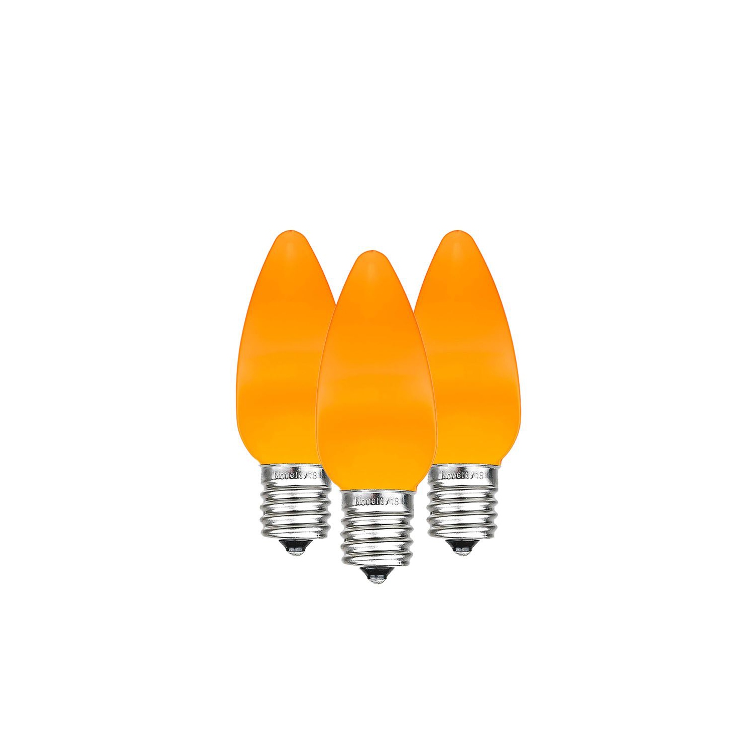Novelty Lights 25 Pack C7 Ceramic Style LED Christmas Lights, Opaque Replacement Bulbs with E12 Base, Shatterproof Plastic, 3 Ultra-Bright SMDs Per Bulb, Energy Efficient 0.5W