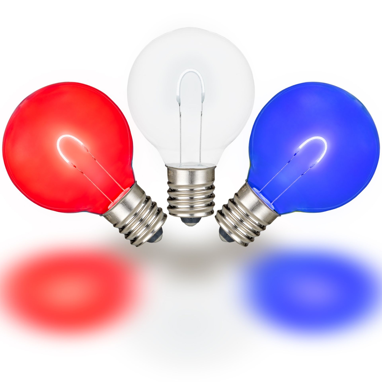 Novelty Lights 25 Pack G40 LED Light Bulbs, E12 C7 Candelabra Screw Base Shatterproof Outdoor String Lights Clear Globe Bulbs, Dimmable Edison Light