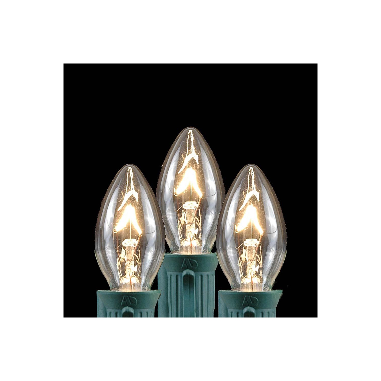 Novelty Lights C7 Christmas Lights Set - Indoor/Outdoor Christmas Light String Hanging Christmas Lights - Outdoor Patio String Lights - Green Wire -