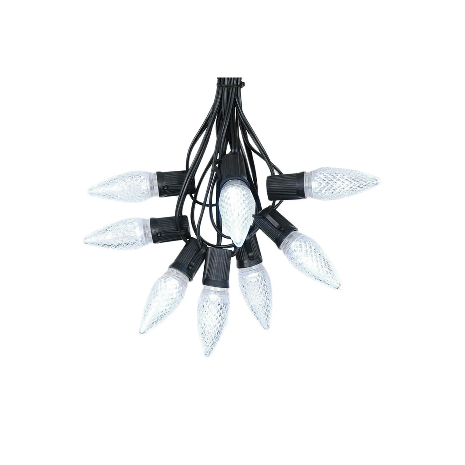 25 Foot C9 LED Outdoor Lighting Patio Christmas String Light Set, Black Wire, 25 Bulbs