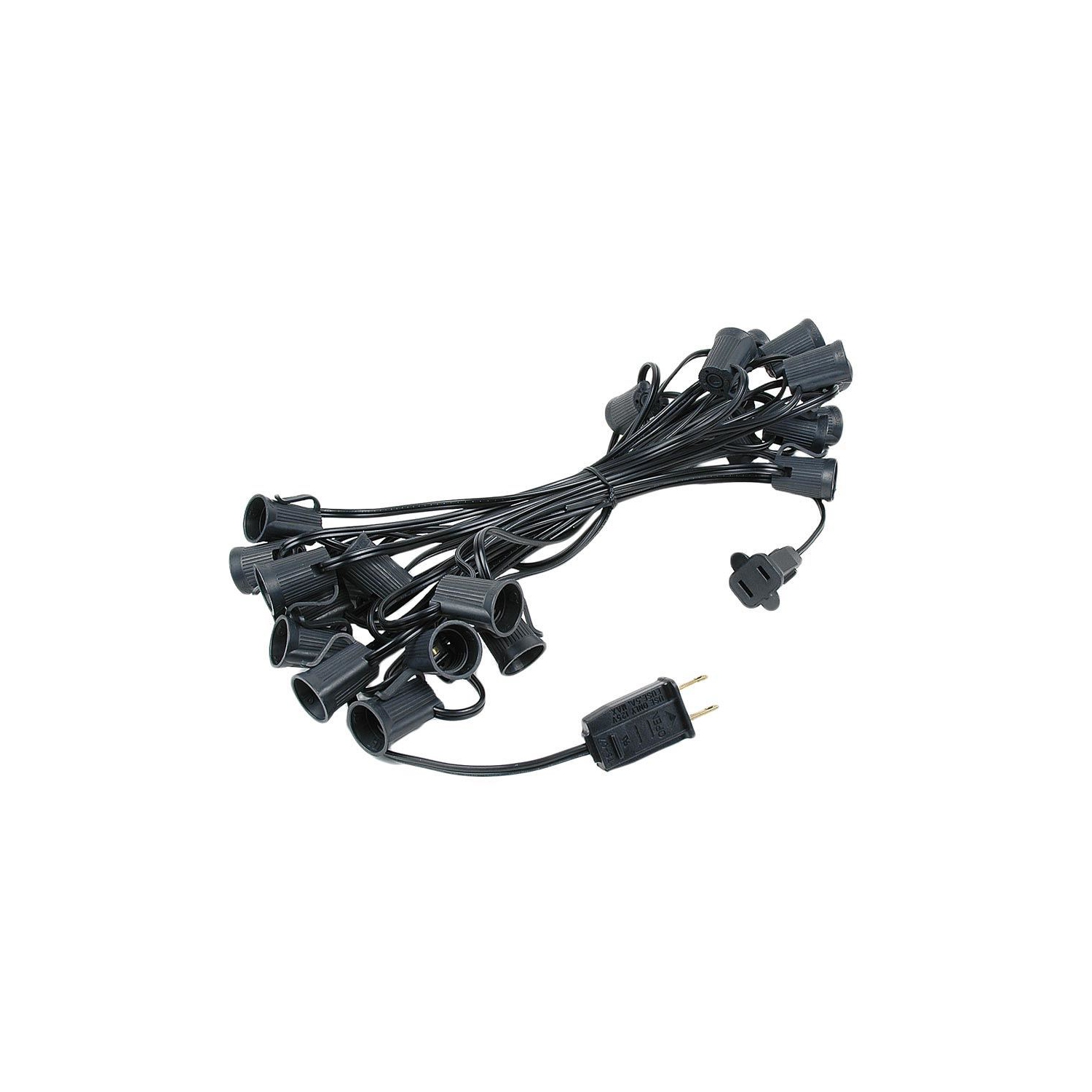 25 Foot C9 LED Outdoor Lighting Patio Christmas String Light Set, Black Wire, 25 Bulbs