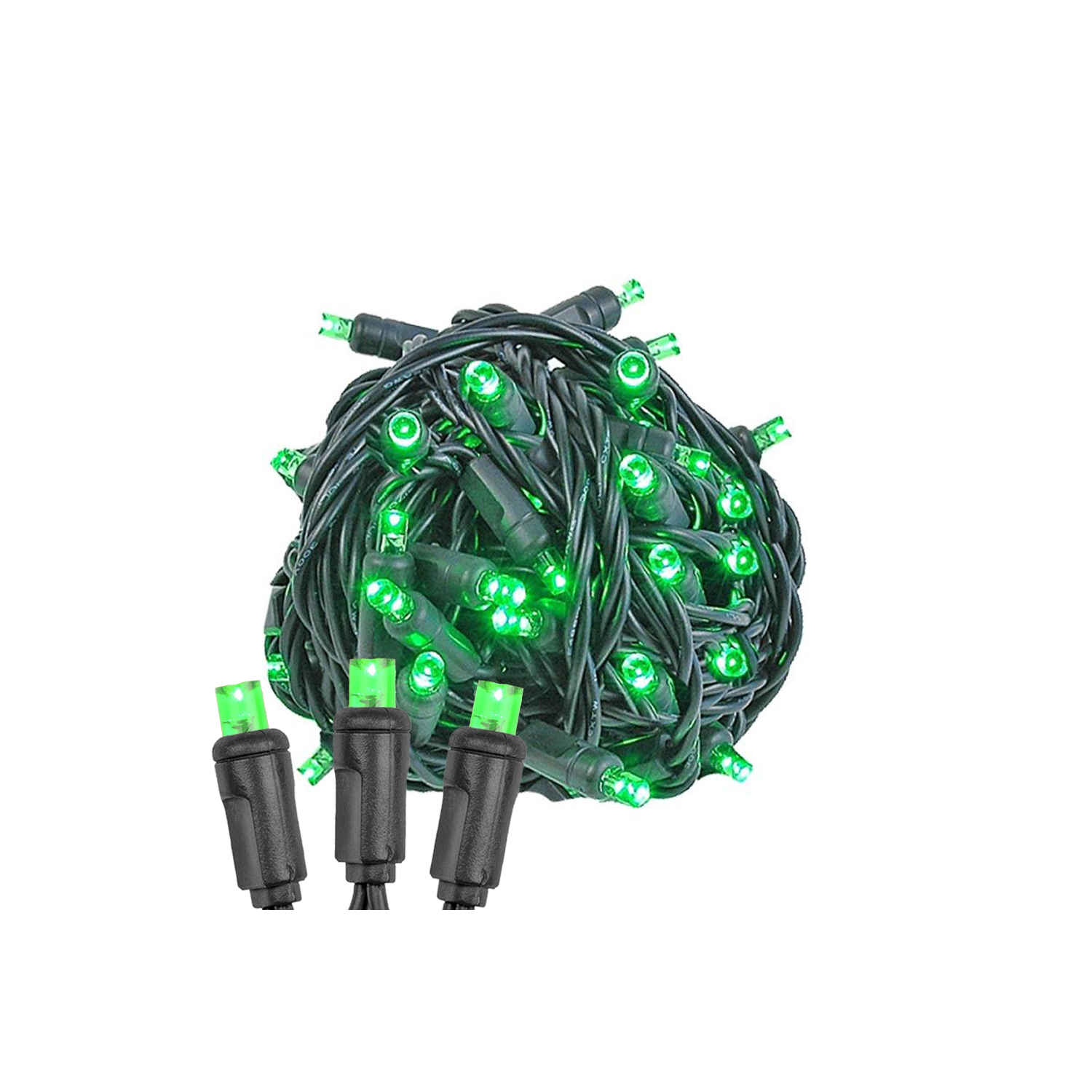 Novelty Lights 11ft Christmas String Lights, 50 LED Bulbs on Black Wire, 2.5" Spacing, Connectable Indoor Outdoor Commercial Grade Lighting for