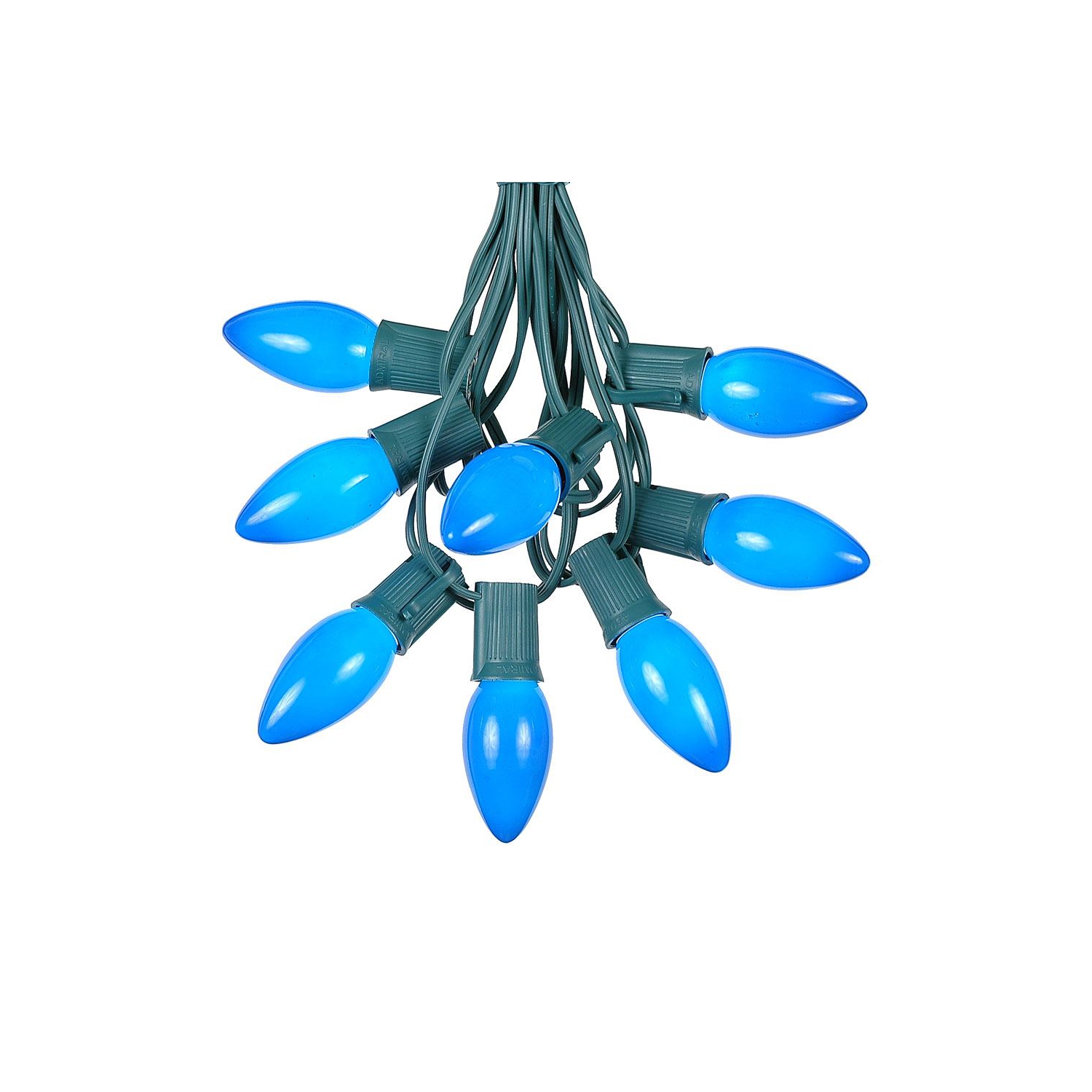 25 Foot C9 Ceramic Christmas String Light Set - Outdoor Christmas Light String - – Opaque Christmas Bulbs - Roofline Light String – Outdoor String