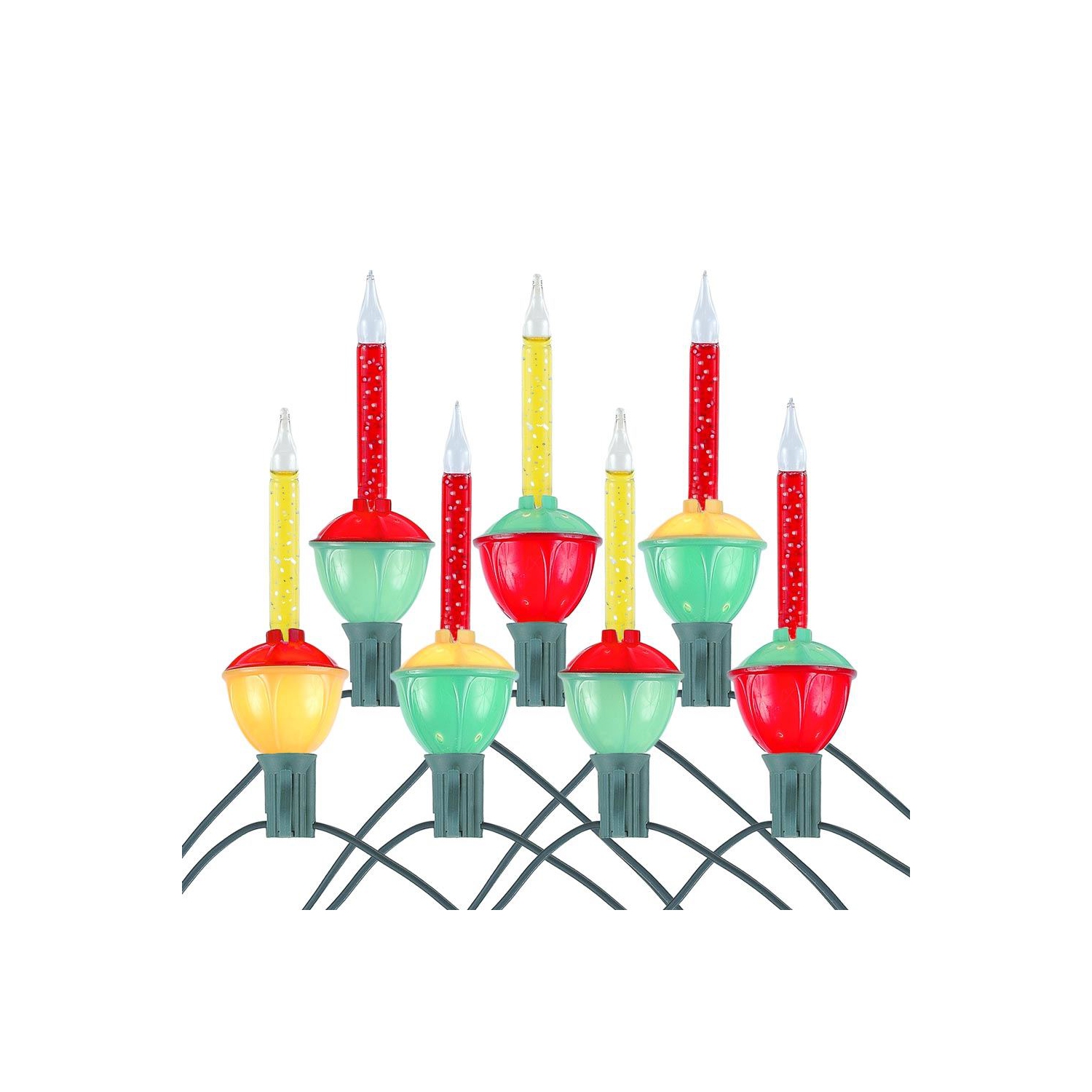 Novelty Lights 7 Light Traditional Christmas Bubble Light Set, Clear with Silver Glitter, 7 Feet