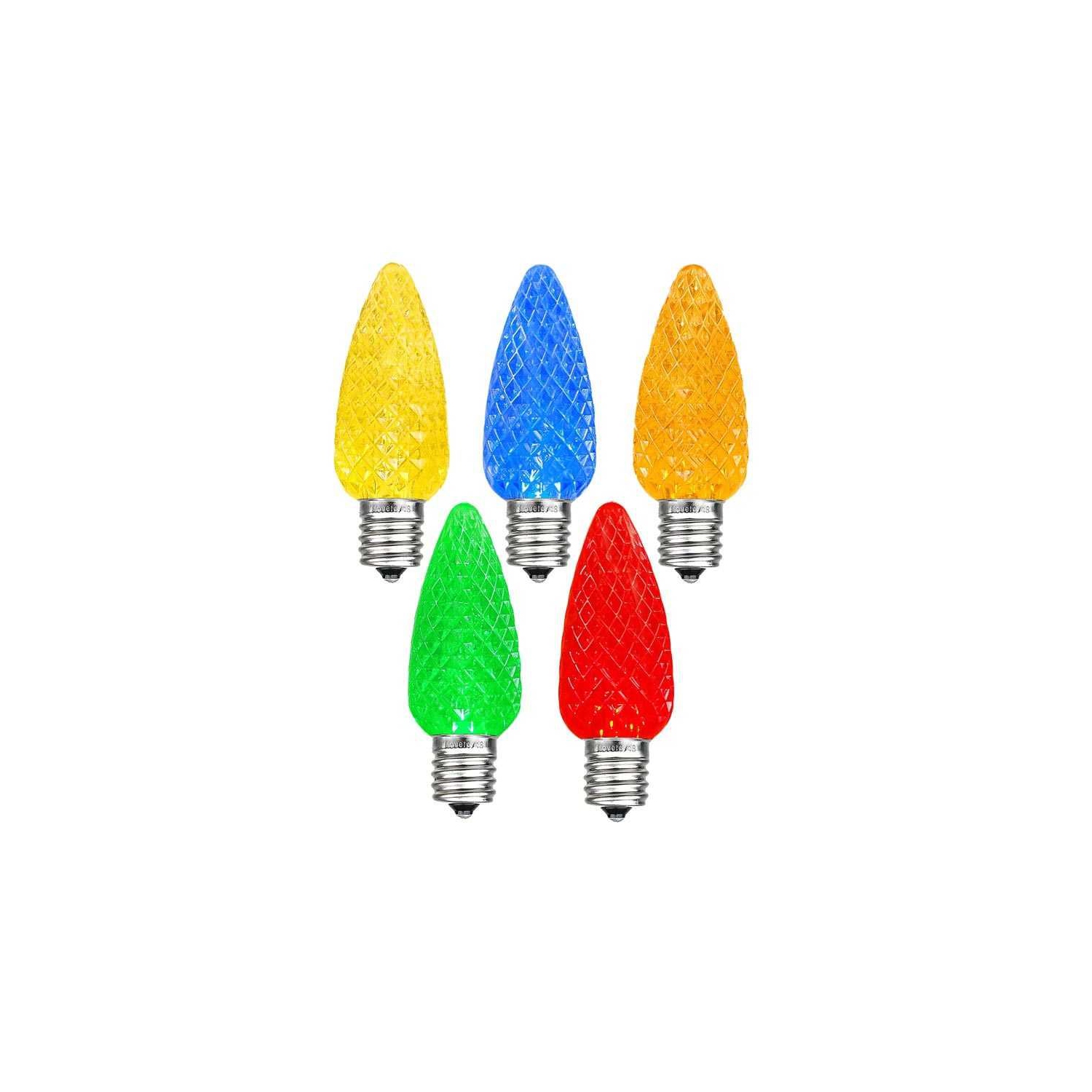 Novelty Lights 25PK C7 LED Faceted Ultra Bright Dimmable Outdoor Christmas Light Replacement Bulbs LED Replacement Bulbs, Led Bulbs, Outdoor Light Bulbs String Light Bulbs