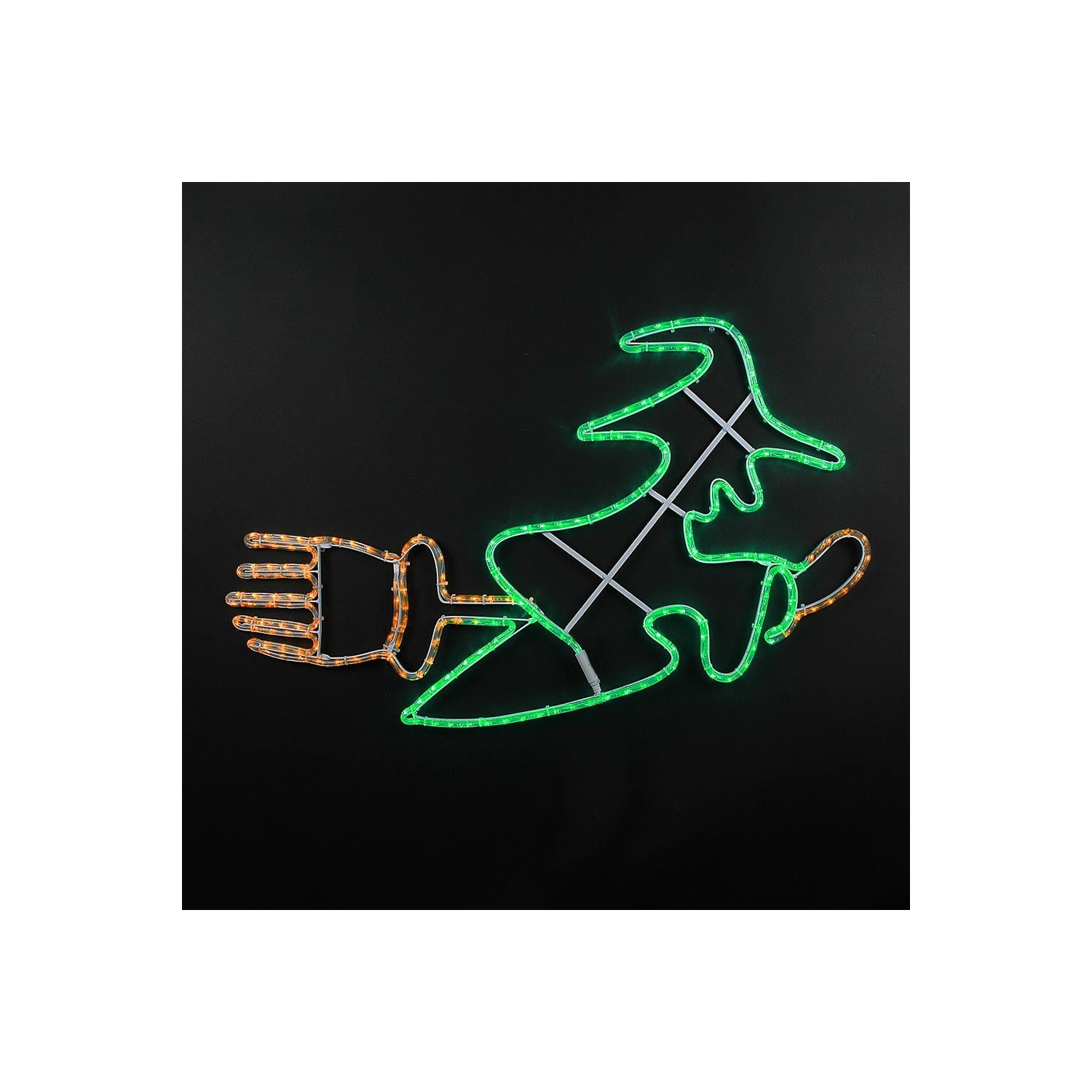 Novelty Lights LED Green and Orange Halloween Witch Rope Light Motif Sculpture, Halloween Decorations