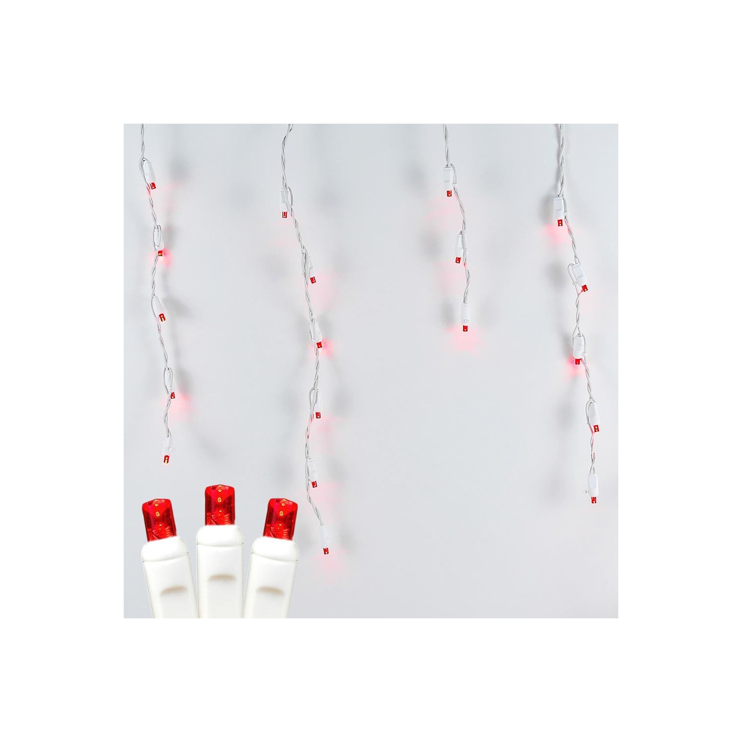 Novelty Lights Christmas LED Icicle Light Set, Warm White, Wide Angle 5MM, White Wire, 7.5' Long, 70 Light