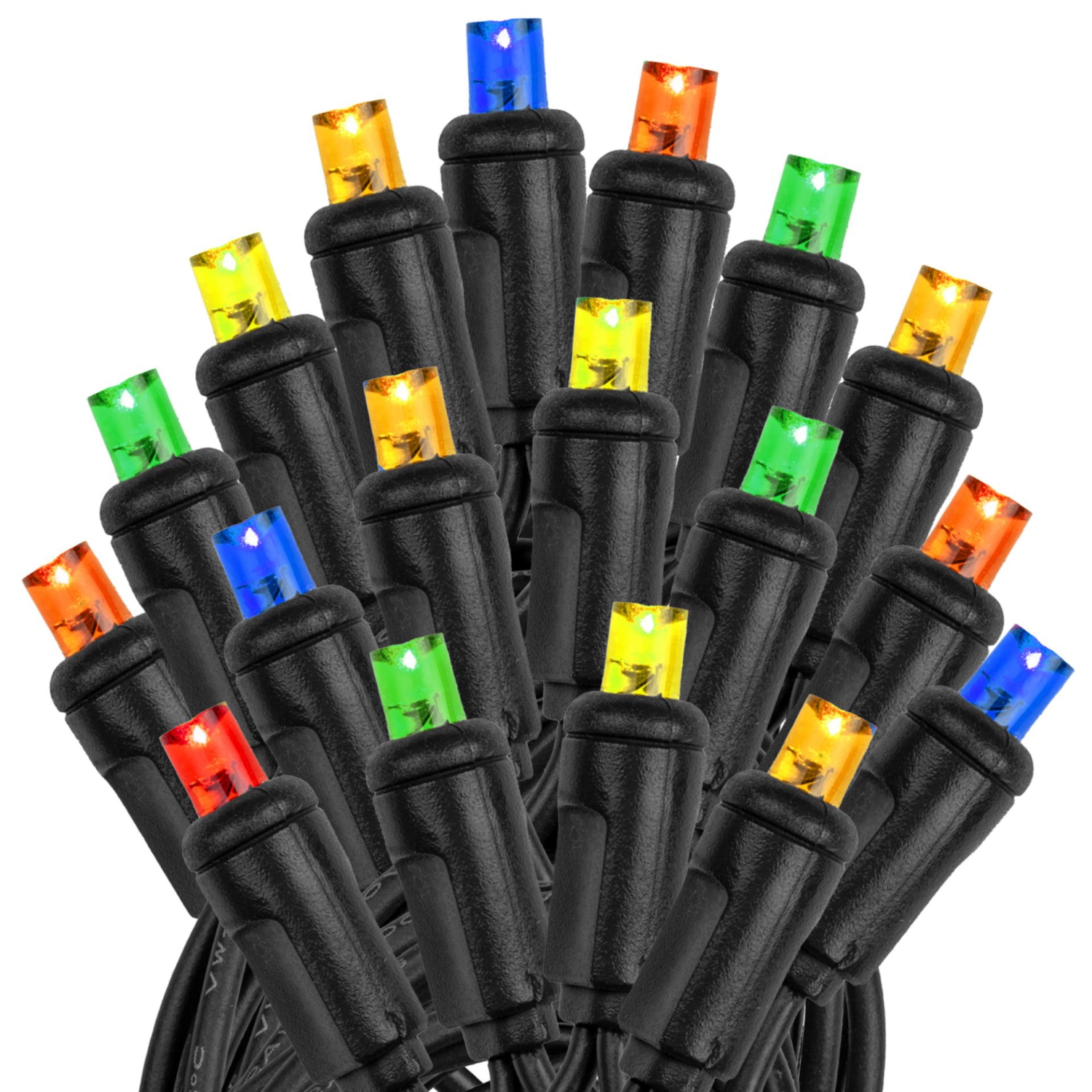 Novelty Lights 11ft Christmas String Lights, 50 LED Bulbs on Black Wire, 2.5" Spacing, Connectable Indoor Outdoor Commercial Grade Lighting for