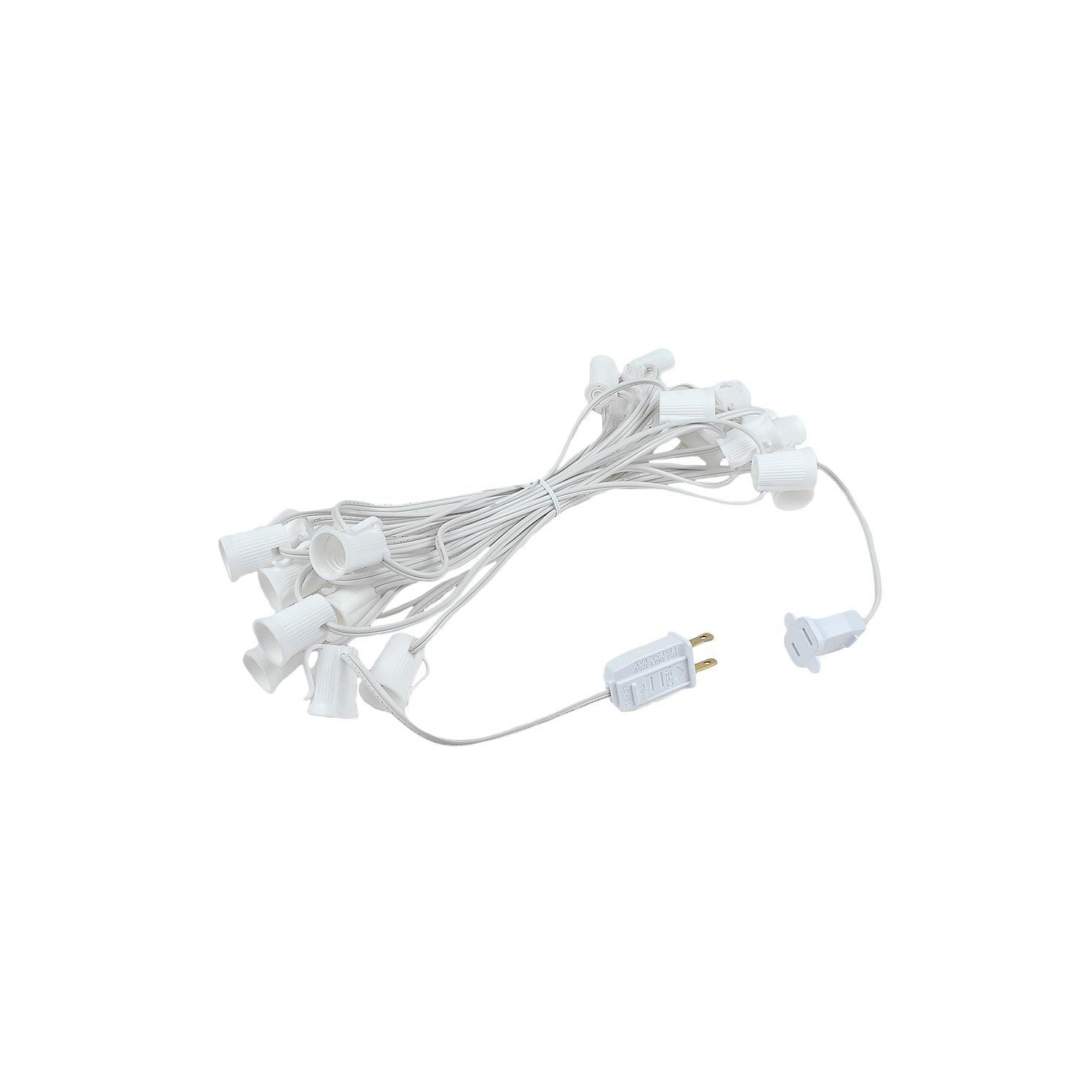 25 Foot C9 LED Outdoor Lighting Patio Christmas String Light Set, White Wire, 25 Bulbs