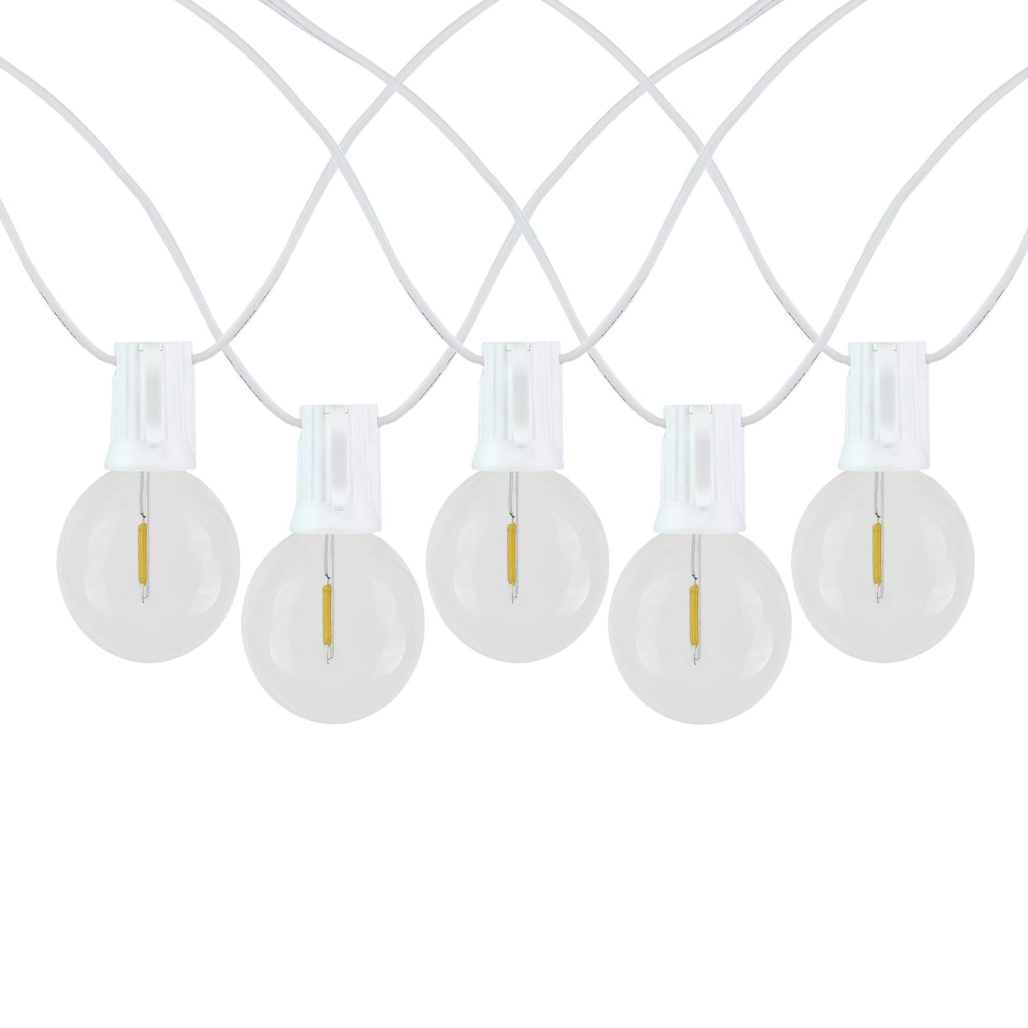 Novelty Lights G50 LED Patio String Light Sets, Warm White, Weather Resistant and Shatterproof Replaceable Plastic Globe Bulbs