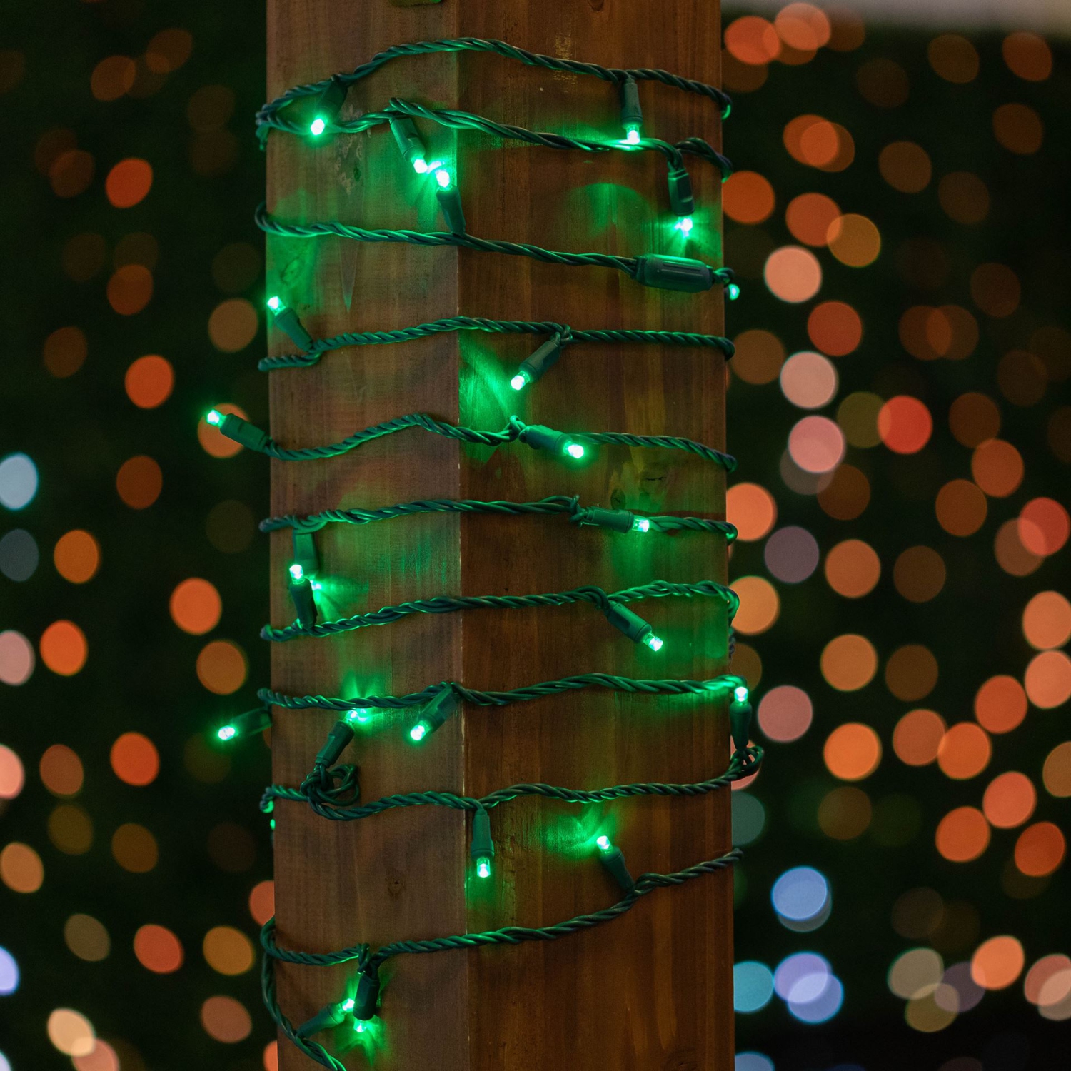 Novelty Lights 17ft 50 LED Christmas Lights Outdoor/Indoor, 4" Spacing, Green Wire String Lights for Festive Xmas Lighting, IP55, UL Listed,