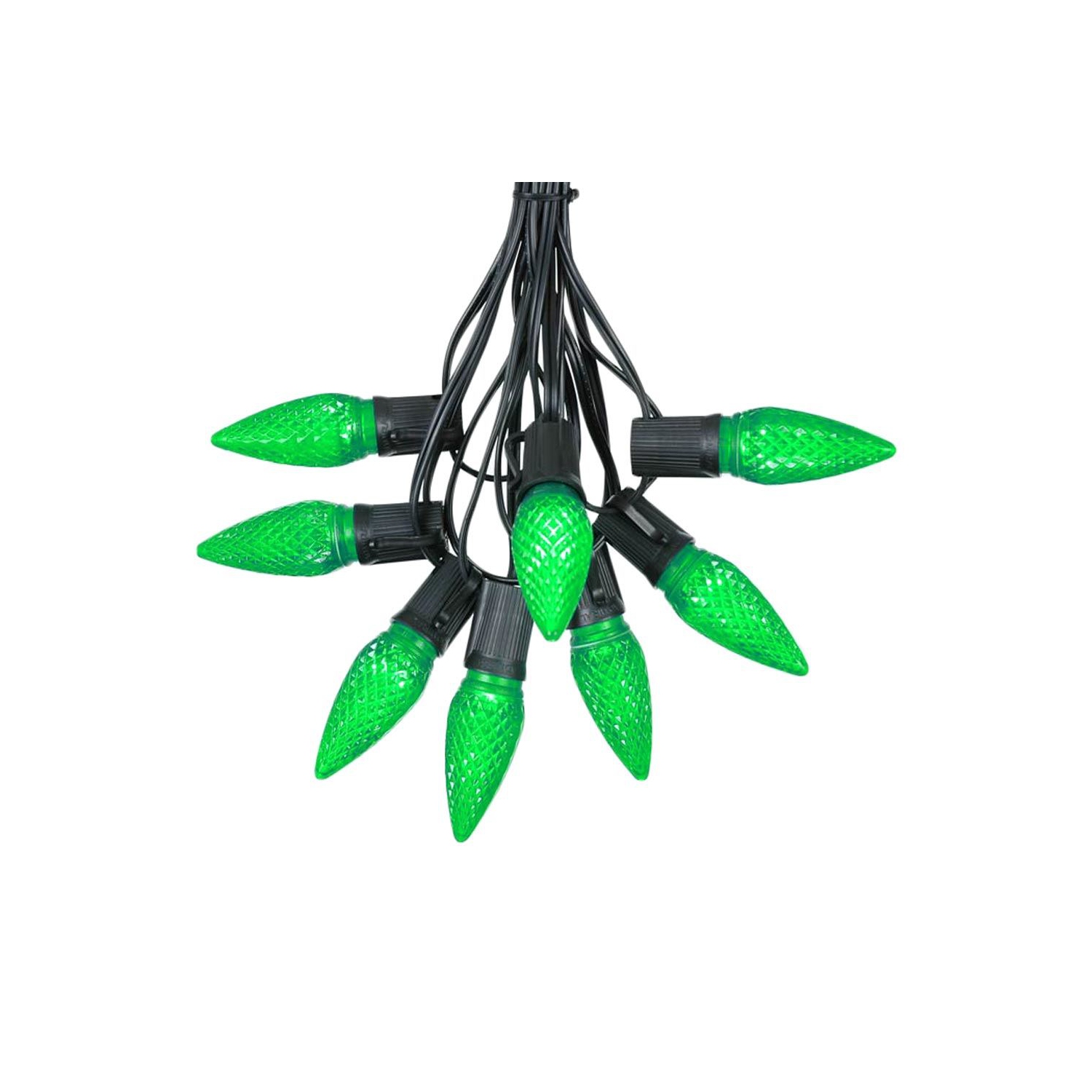 25 Foot C9 LED Outdoor Lighting Patio Christmas String Light Set, Black Wire, 25 Bulbs