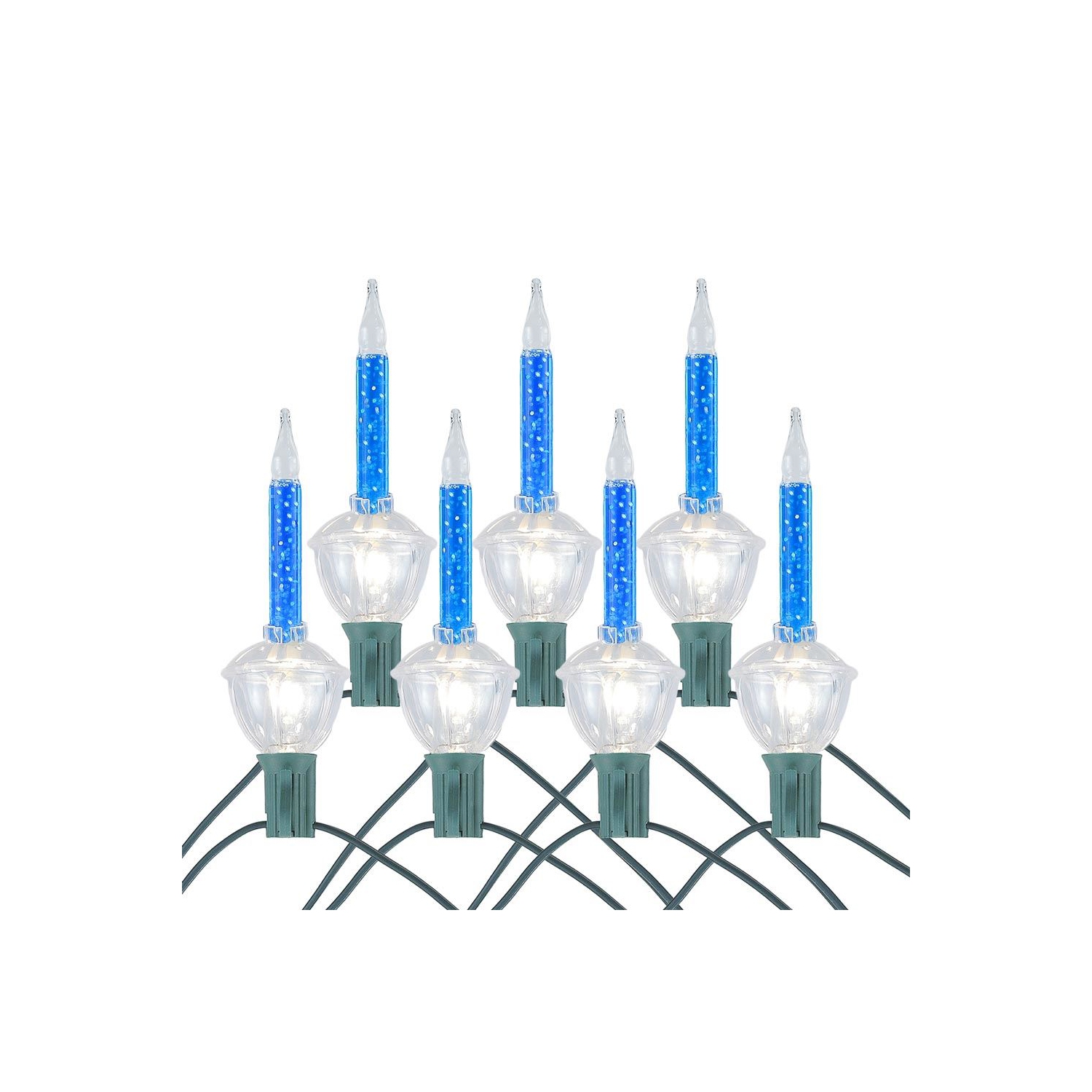 Novelty Lights 7 Light Traditional Christmas Bubble Light Set, Clear with Silver Glitter, 7 Feet