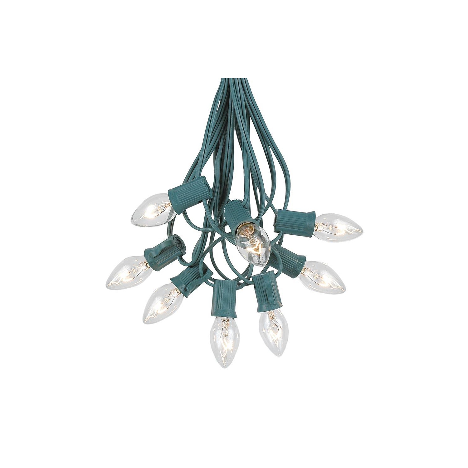 Novelty Lights C7 Christmas Lights Set - Indoor/Outdoor Christmas Light String Hanging Christmas Lights - Outdoor Patio String Lights - Green Wire -