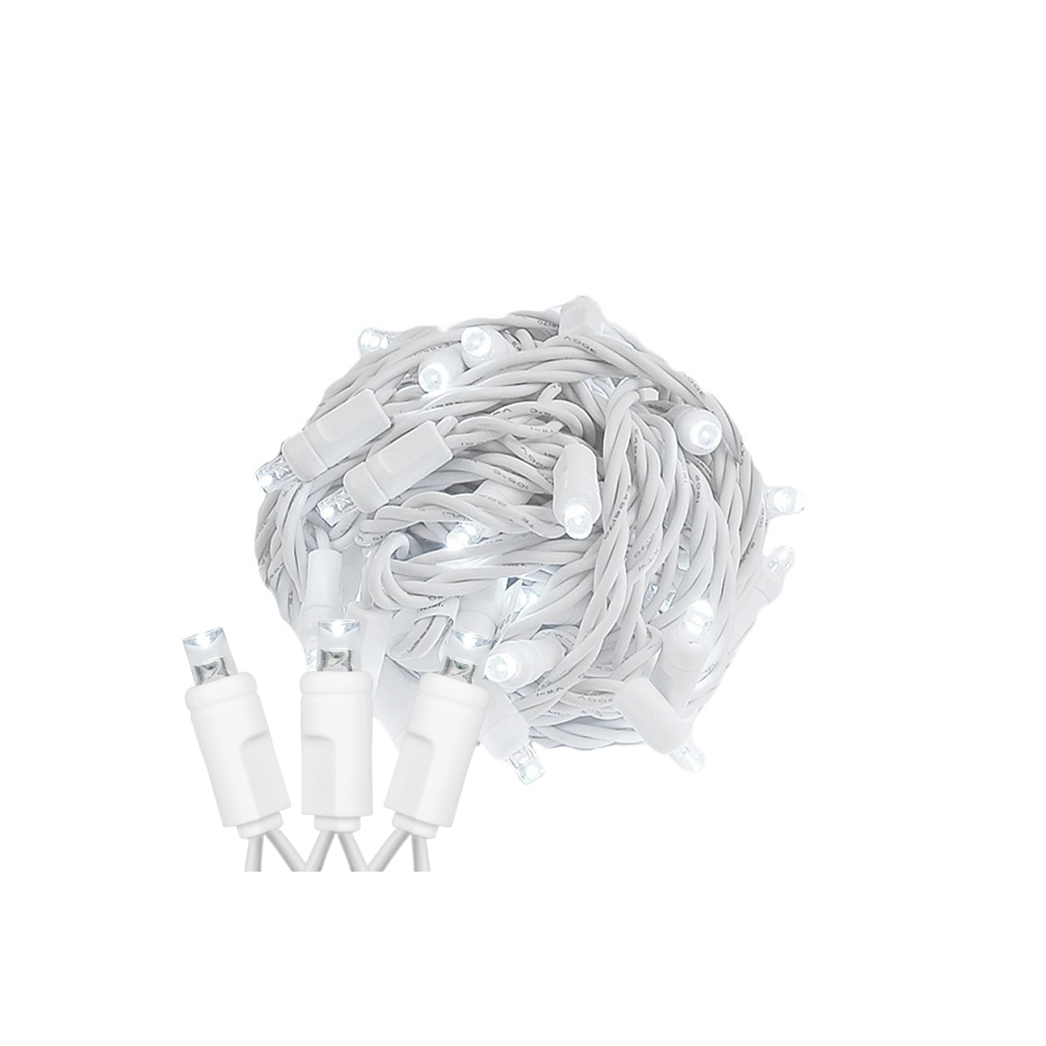 Novelty Lights 11ft Christmas String Lights, 50 LED Bulbs on White Wire, 2.5" Spacing, Connectable Indoor Outdoor Commercial Grade Lighting for