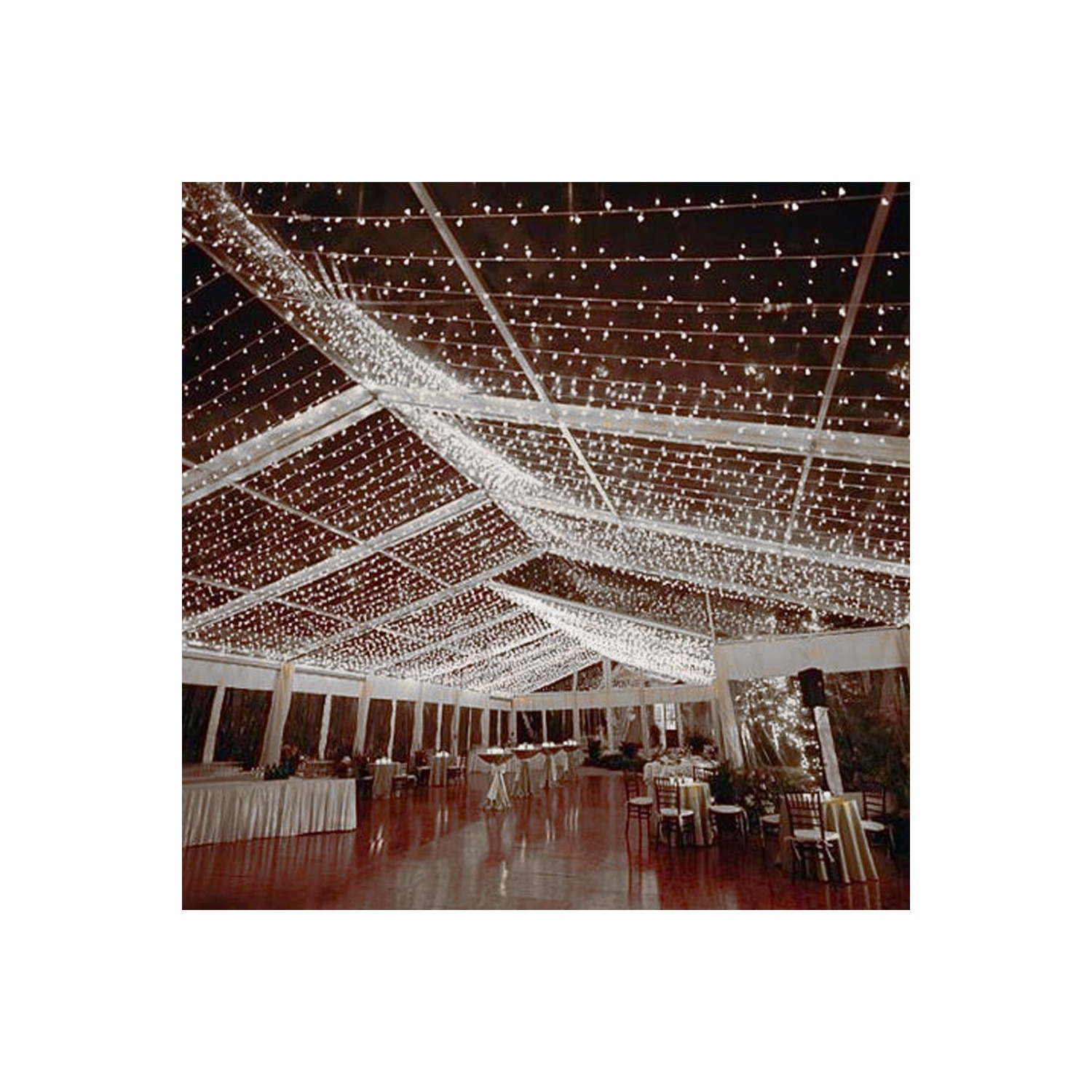 Novelty Lights 11ft Christmas String Lights, 50 LED Bulbs on White Wire, 2.5" Spacing, Connectable Indoor Outdoor Commercial Grade Lighting for