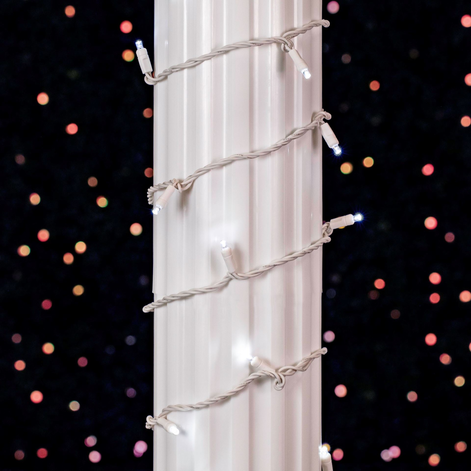 Novelty Lights 11ft Christmas String Lights, 50 LED Bulbs on White Wire, 2.5" Spacing, Connectable Indoor Outdoor Commercial Grade Lighting for