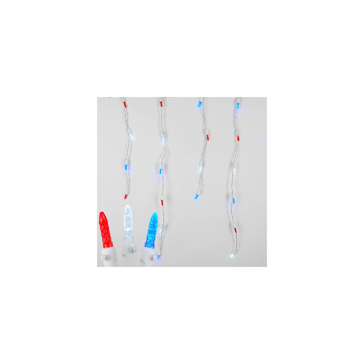 Novelty Lights M5 Christmas LED Icicle Light Set, White Wire, 15' Long, 150 Light