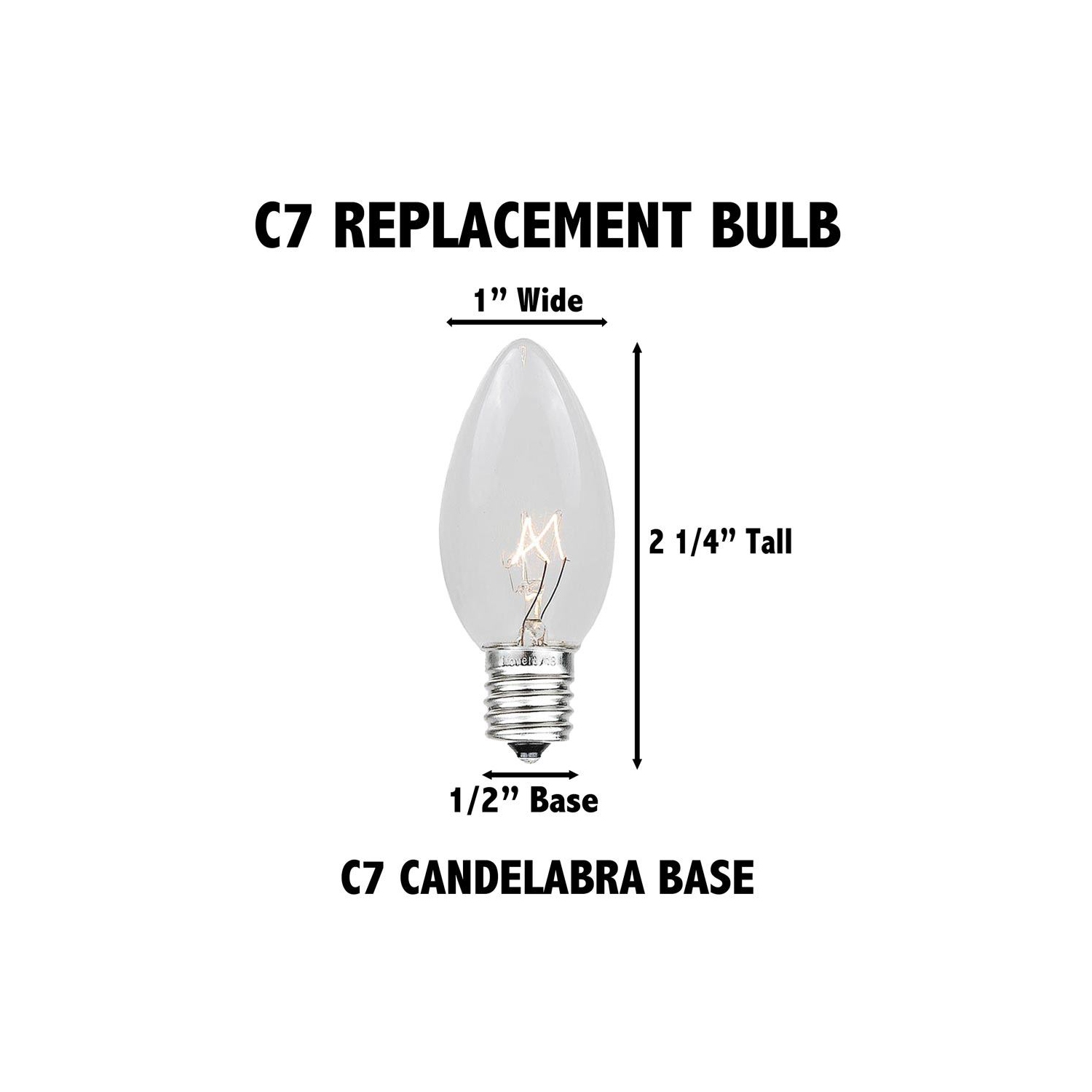 Novelty Lights 25PK C7 LED Faceted Ultra Bright Dimmable Outdoor Christmas Light Replacement Bulbs LED Replacement Bulbs, Led Bulbs, Outdoor Light