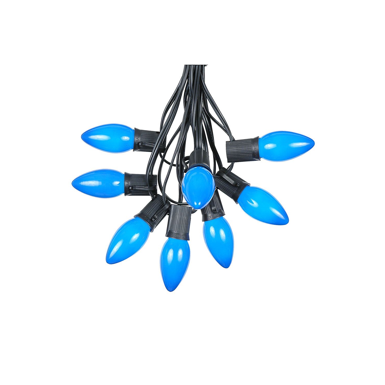 100 Foot C9 Ceramic Christmas String Light Set - Outdoor Christmas Light String - – Opaque Christmas Bulbs - Roofline Light String – Outdoor String