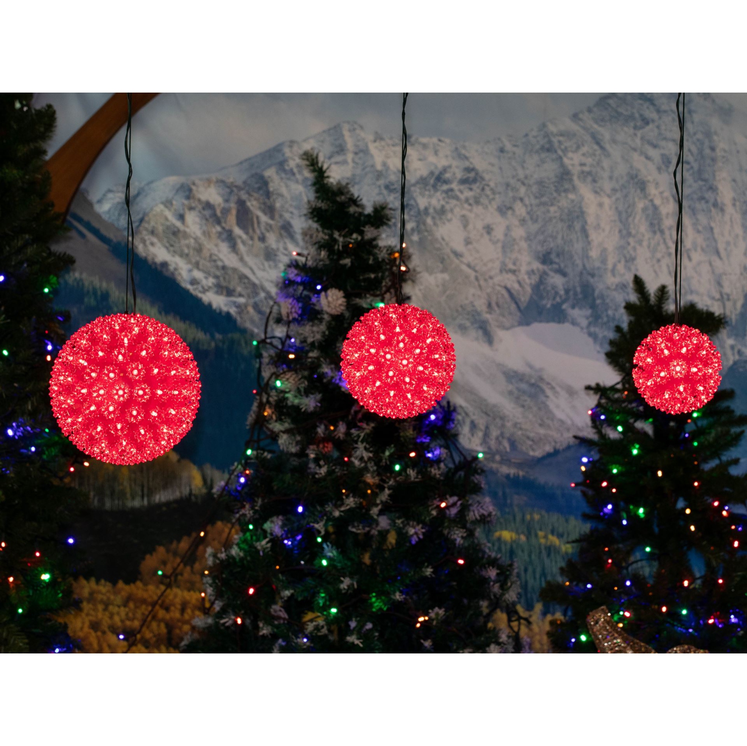 Novelty Lights LED Starlight Sphere, Ornament Ball Light, 5ft Hanging Cord with S Hook, 12ft Power Cord with Stackable Plug, Commercial Grade