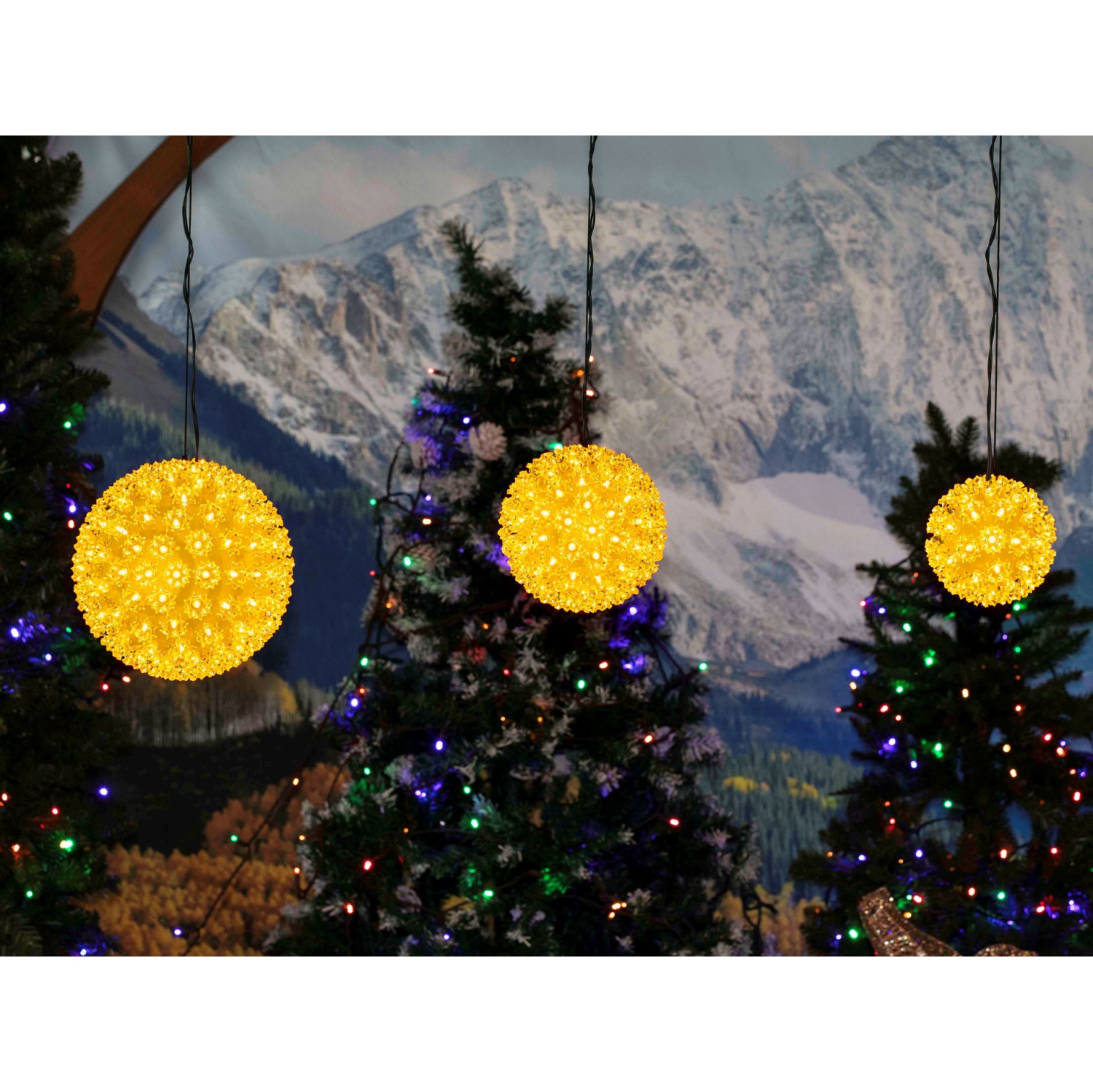 Novelty Lights LED Starlight Sphere, Ornament Ball Light, 5ft Hanging Cord with S Hook, 12ft Power Cord with Stackable Plug, Commercial Grade
