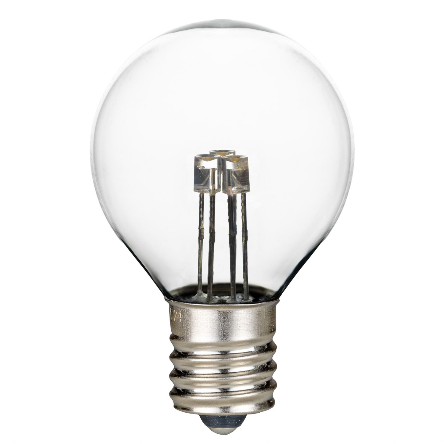 Novelty Lights 25 Pack G30 Glass LED Globe Bulbs, String Light Replacement Bulbs, E12 Candelabra Base, Energy Efficient Outdoor Patio Lighting