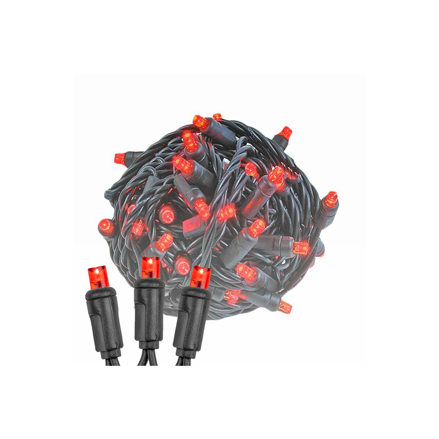 Novelty Lights 34ft Christmas String Lights, 100 LED Bulbs on Black Wire, 4" Spacing, Connectable Indoor Outdoor Commercial Grade Lighting for