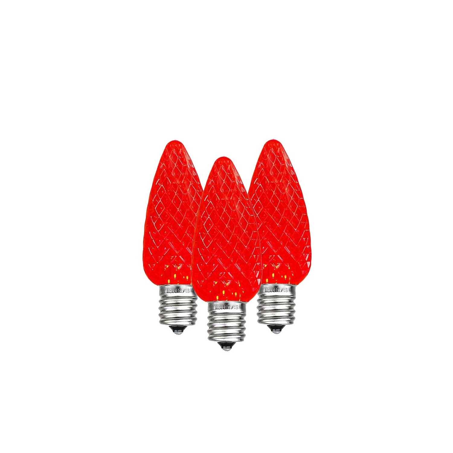 Novelty Lights 25PK C7 LED Faceted Ultra Bright Dimmable Outdoor Christmas Light Replacement Bulbs LED Replacement Bulbs, Led Bulbs, Outdoor Light Bulbs String Light Bulbs (Red)