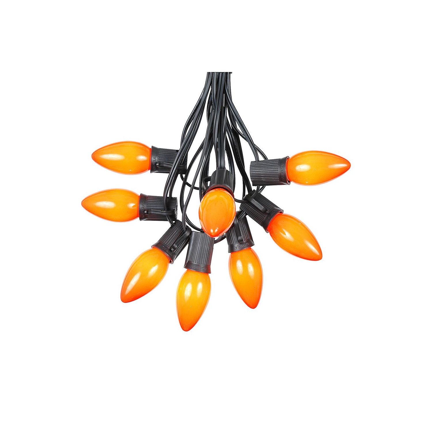 25 Foot C9 Ceramic Christmas String Light Set - Outdoor Christmas Light String - – Opaque Christmas Bulbs - Roofline Light String – Outdoor String