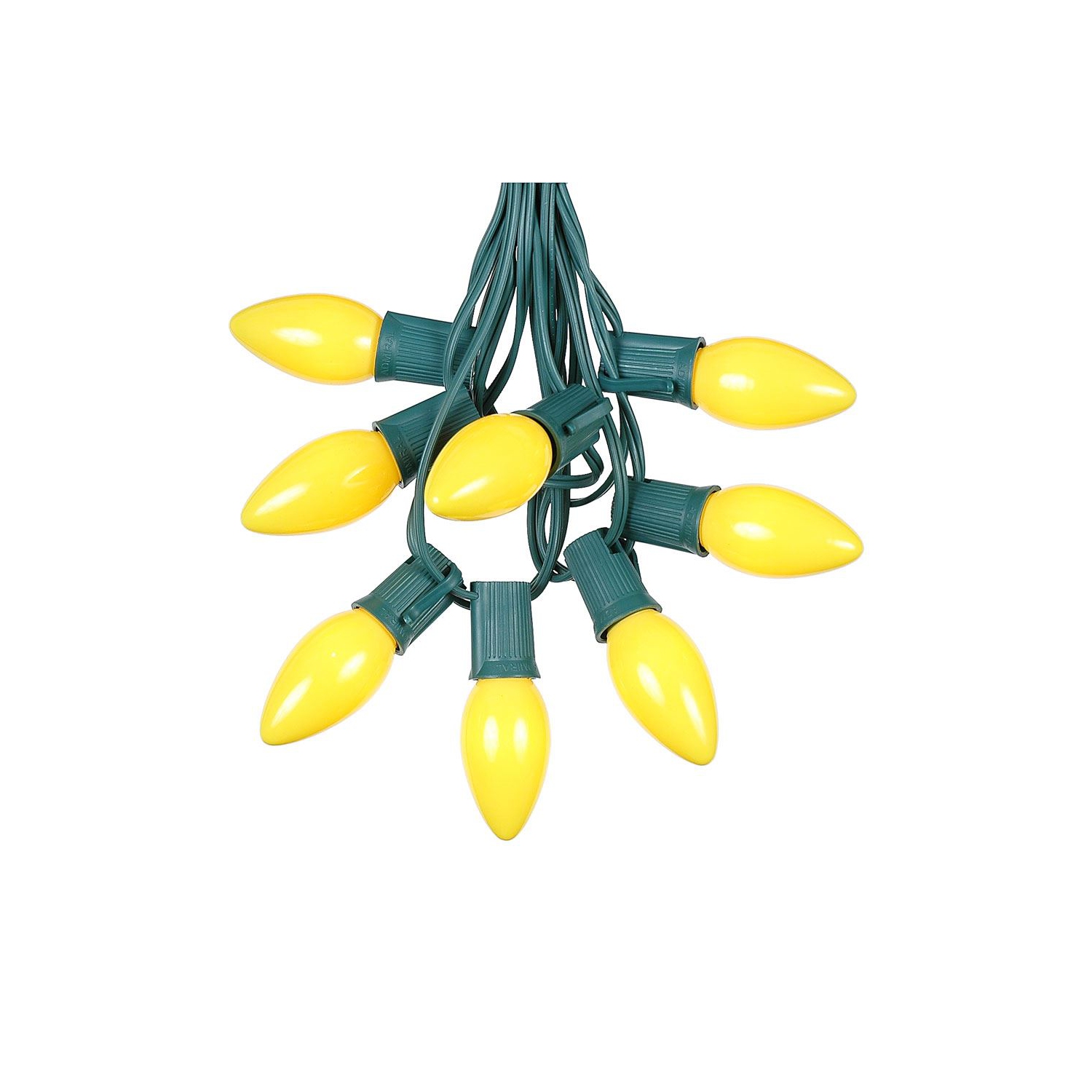 100 Foot C9 Ceramic Christmas String Light Set - Outdoor Christmas Light String - – Opaque Christmas Bulbs - Roofline Light String – Outdoor String