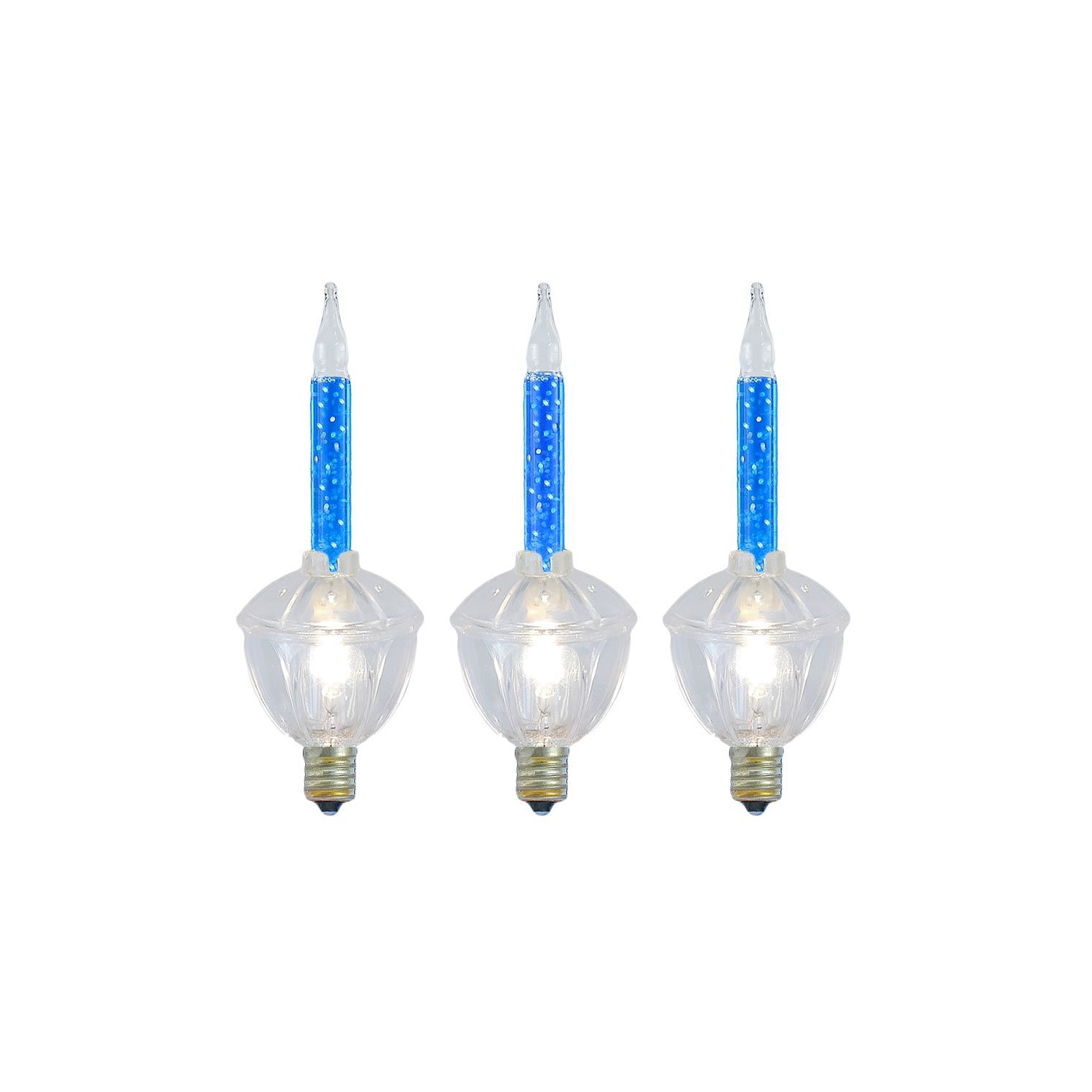 Lumières de fantaisie de rechange à bulles scintillantes, paquet de 3, ampoules des Fêtes en verre rétro avec liquide scintillant, 5 watts chacune,