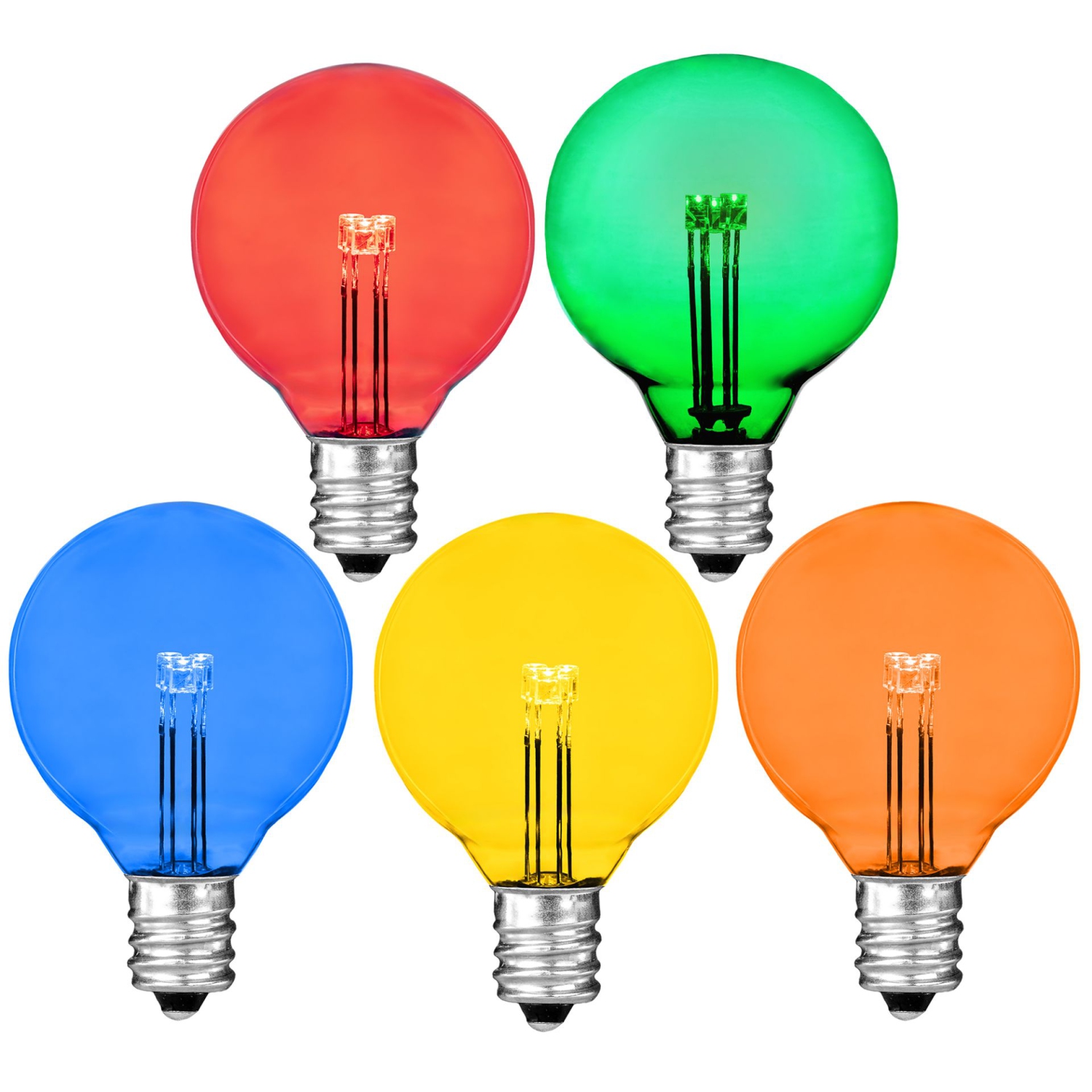 Novelty Lights 25 Pack G40 Glass LED Globe Bulbs, String Light Replacement Bulbs, E12 Candelabra Base, Energy Efficient Outdoor Patio Lighting