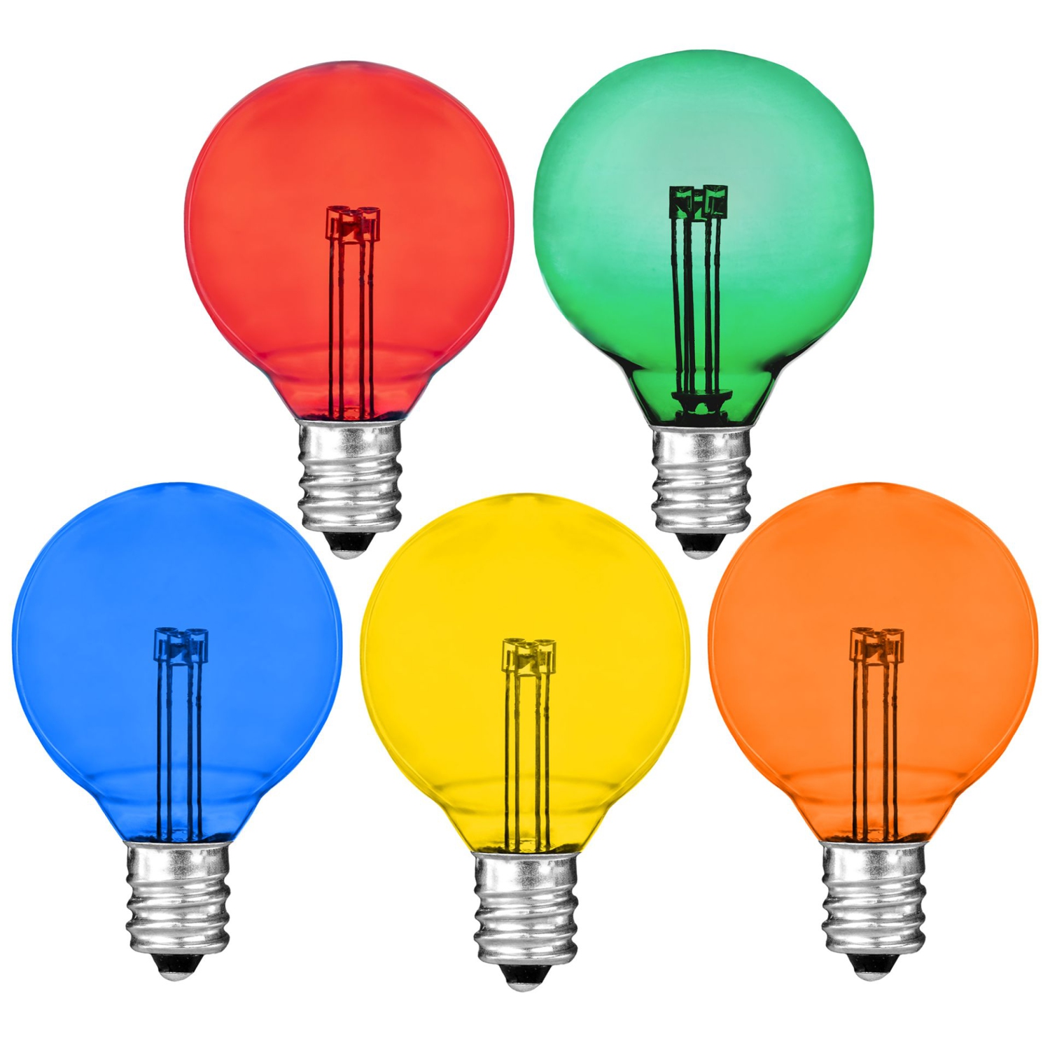 Novelty Lights 25 Pack G40 Glass LED Globe Bulbs, String Light Replacement Bulbs, E12 Candelabra Base, Energy Efficient Outdoor Patio Lighting