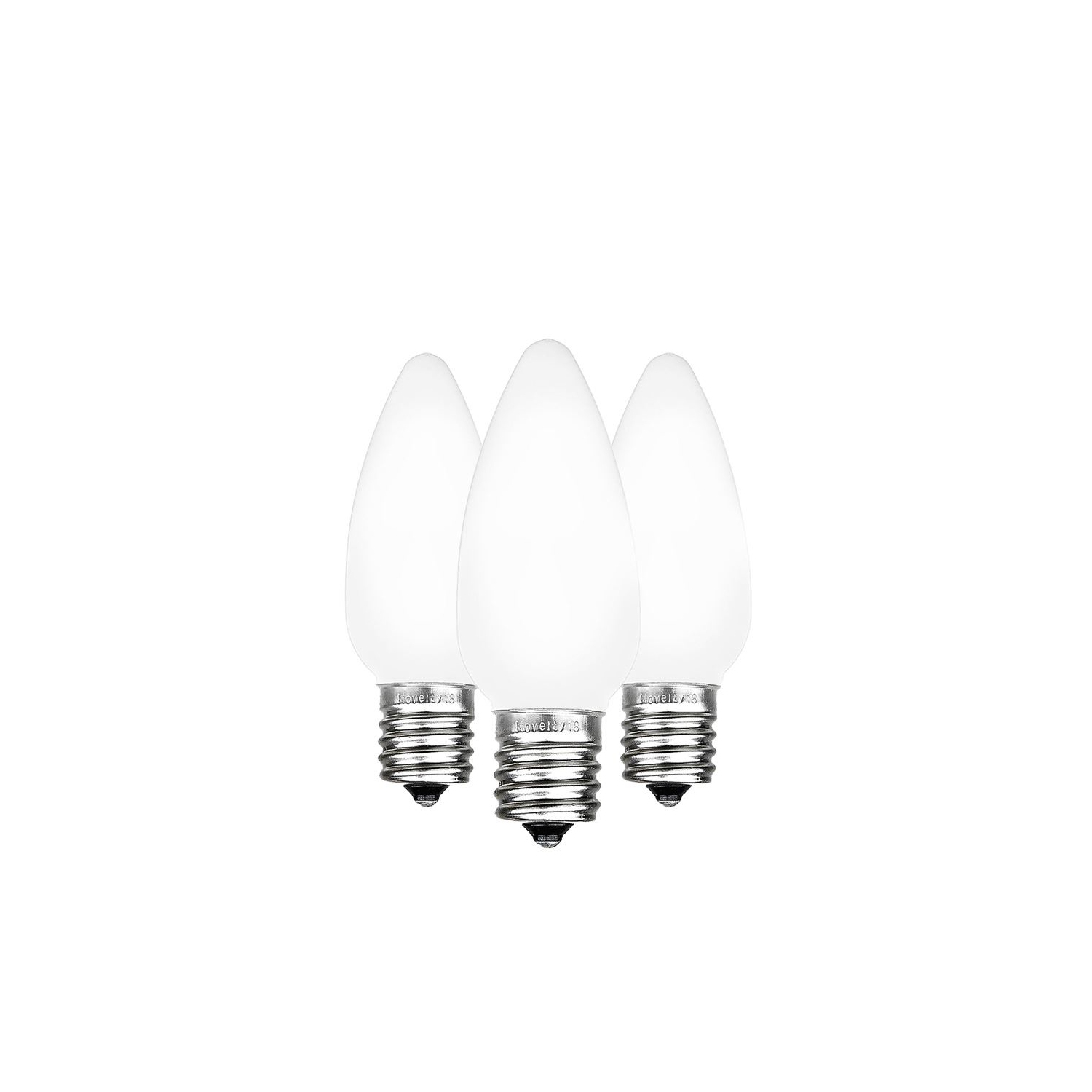 Lumières 25 de Noël LED de fantaisie en céramique C7, ampoules opaques de rechange avec base E12, plastique incassable, 3 ampoules ultra-brillantes